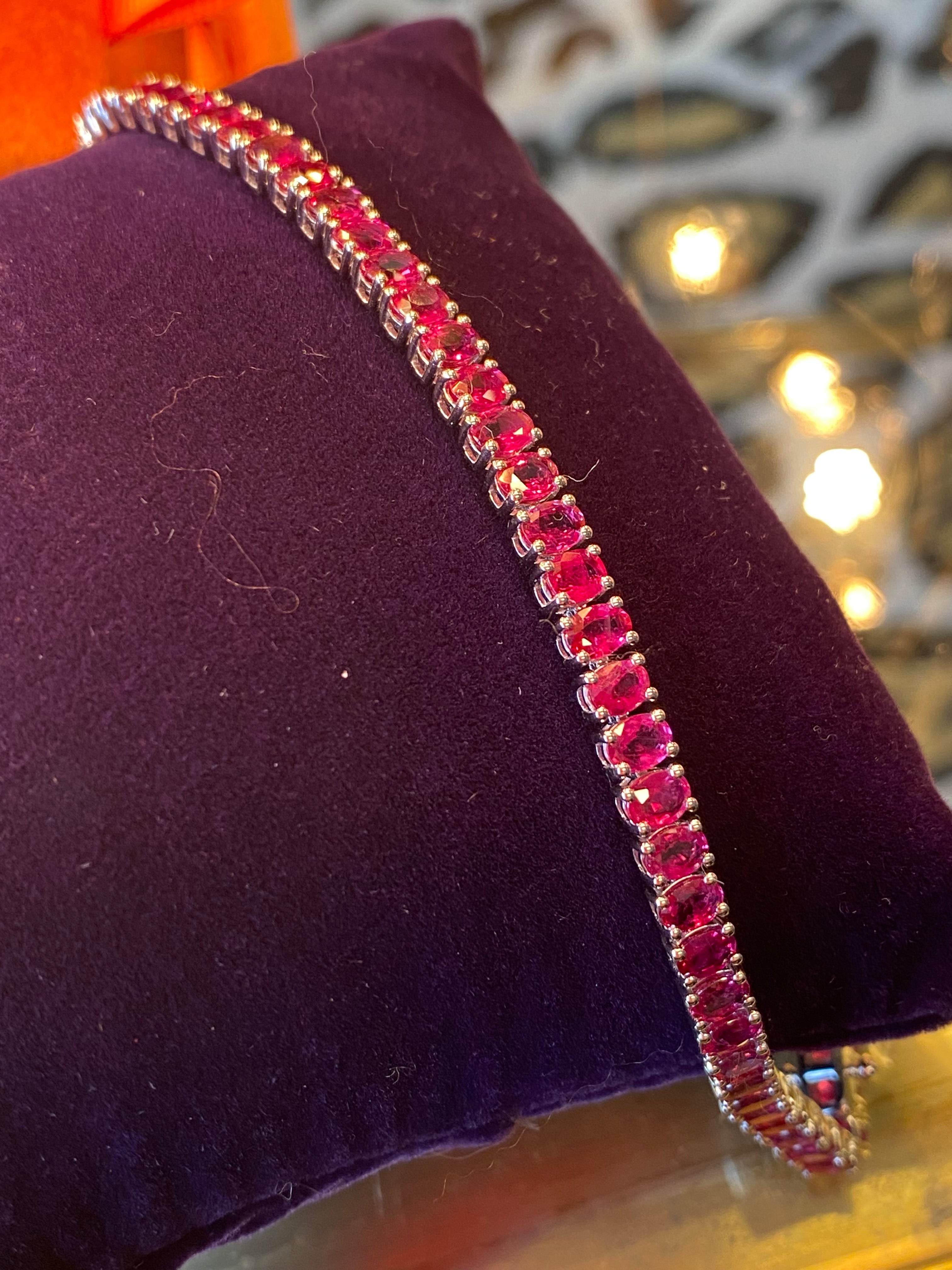 11.59 CTW Ruby Line Bracelet in 9ct White Gold