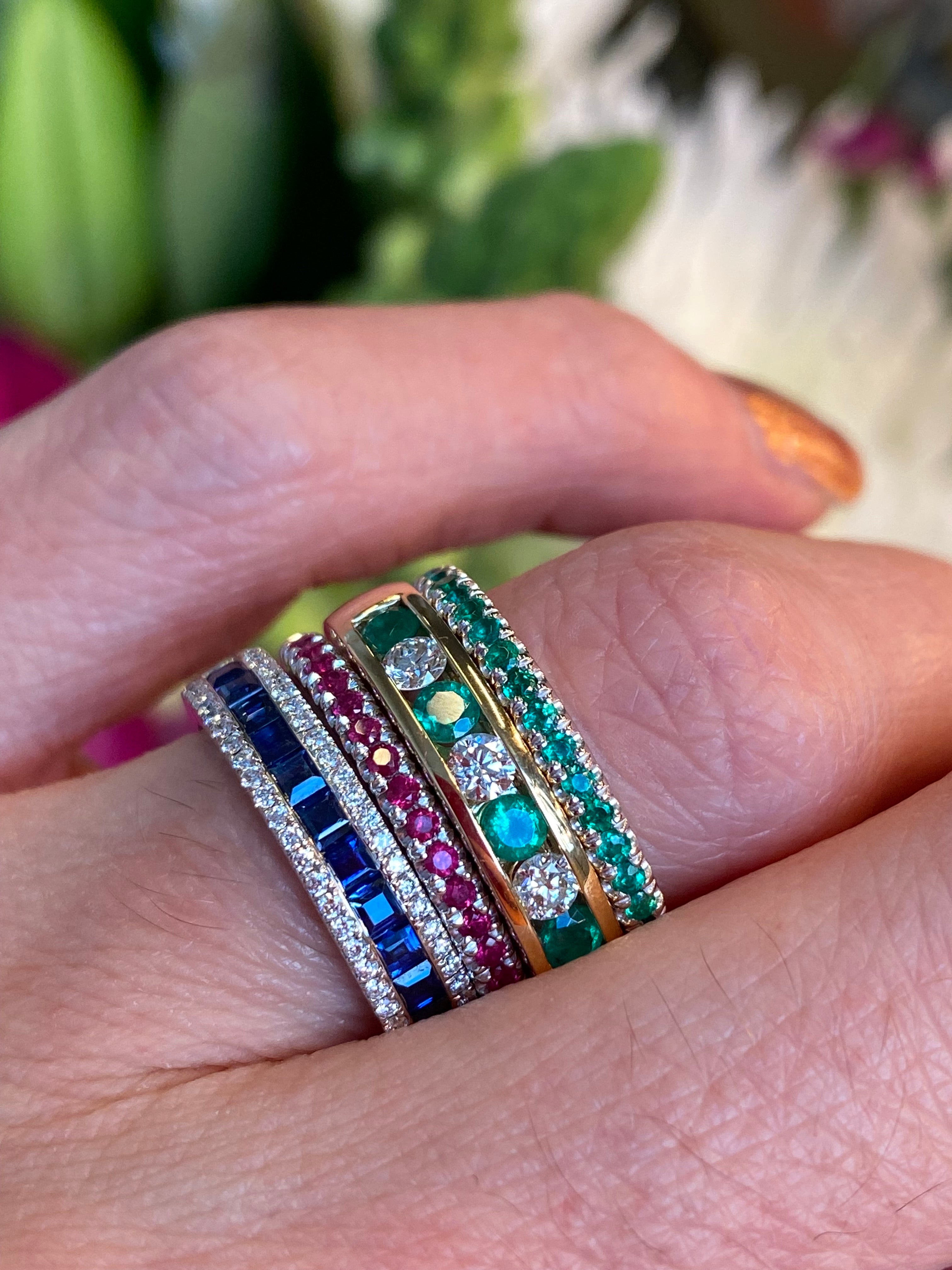 0.27 CTW Emerald Eternity Stacking Ring in Platinum