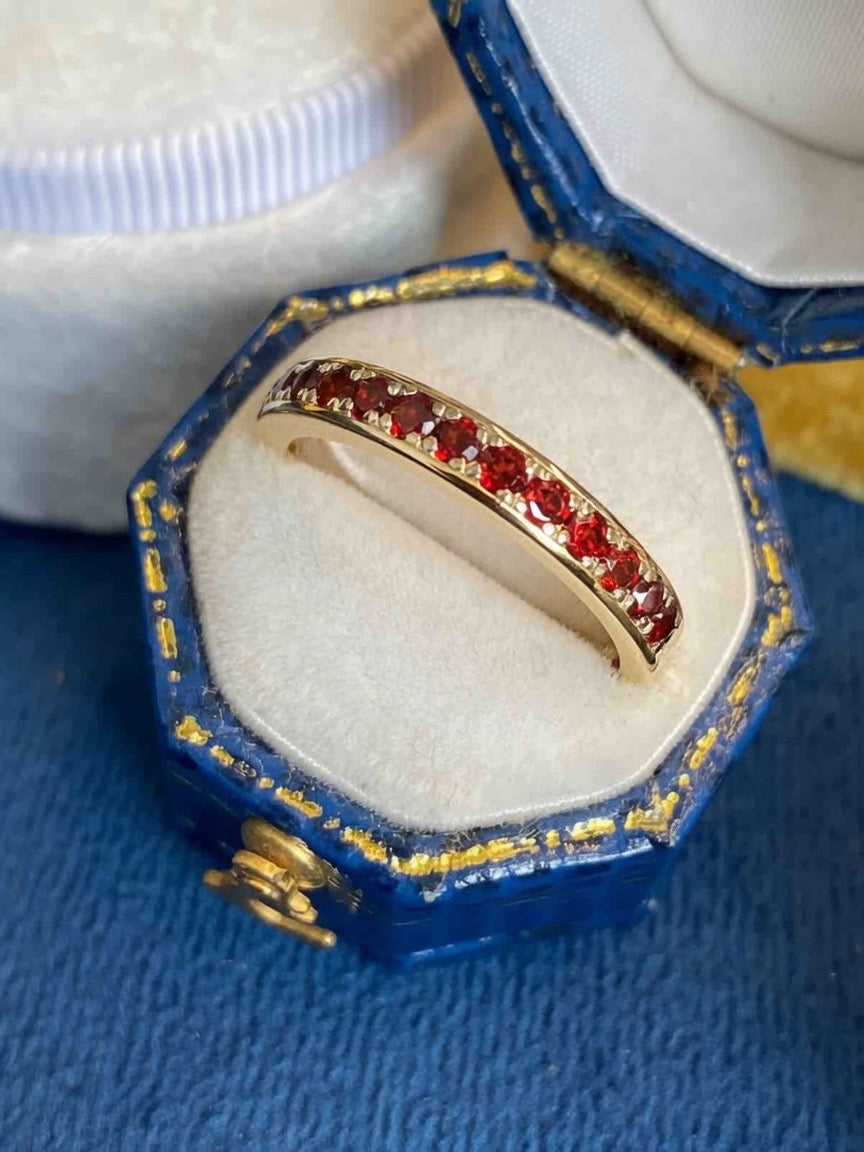0.50ctw Red Garnet Eternity Stacking Ring in Sterling Silver or 9ct Yellow Gold