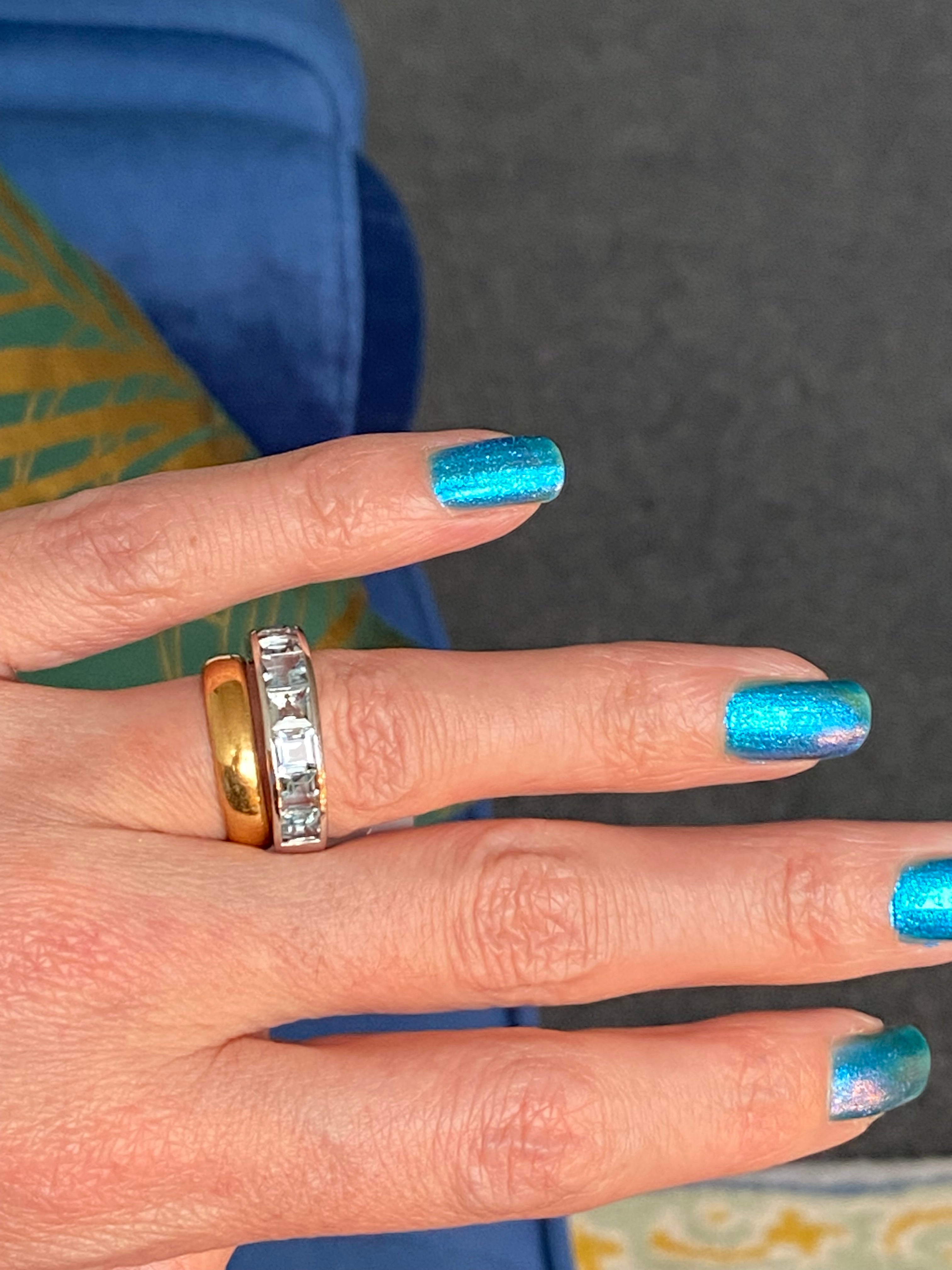 Stunning 2.33 CTW Aquamarine Eternity Ring in 9ct White Gold