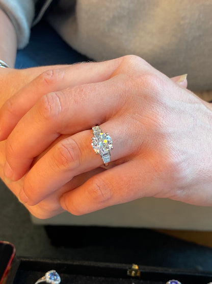 Heritage 3.00CT + Old Mine Cut Lab Grown Diamond Engagement Ring, at Least F Colour / VS Clarity