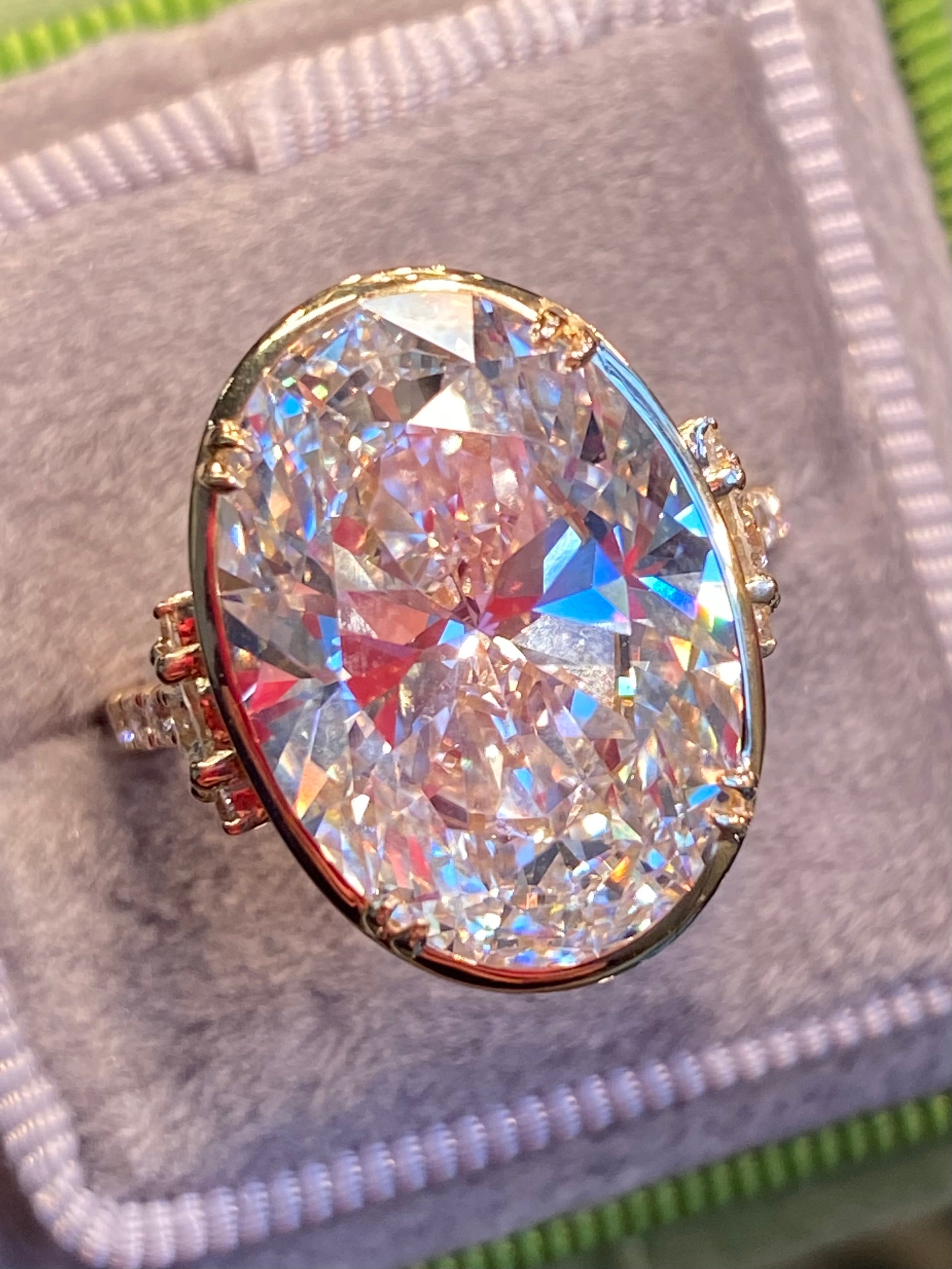 10.04 Carat Oval Cut Lab Diamond Solitaire Engagement Ring in 18ct Yellow Gold