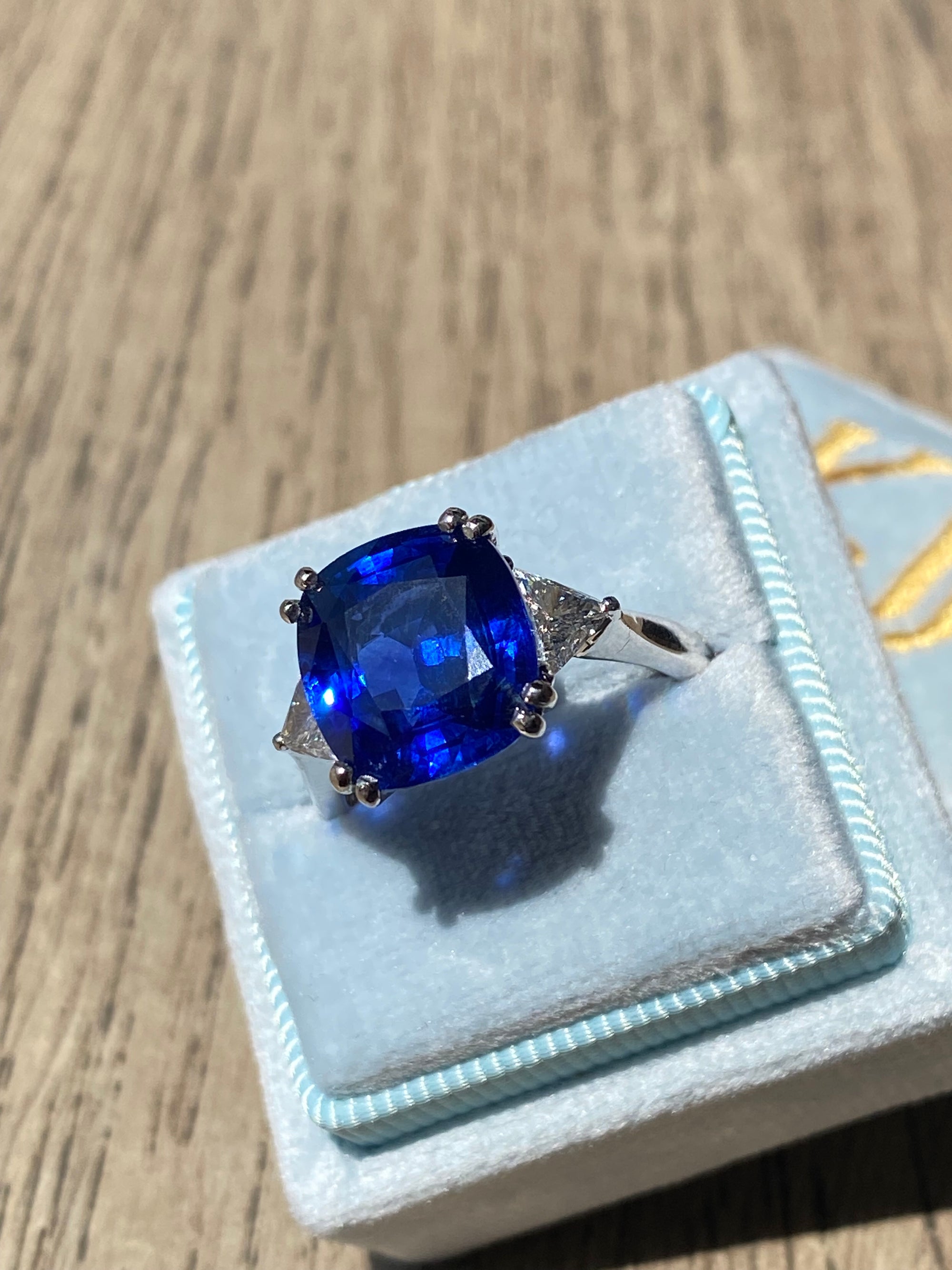 7.82 Carat GIA Certified Blue Ceylon Sapphire and Natural Diamond Engagement Ring in Platinum