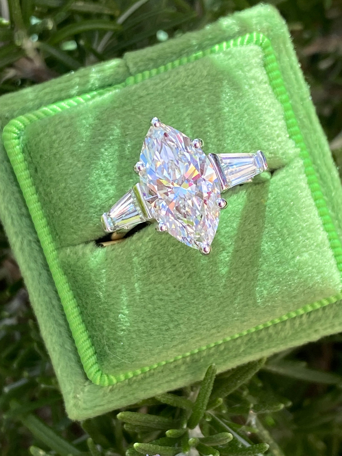 3.98 CTW Marquise Cut Lab Diamond Engagement Ring in Platinum