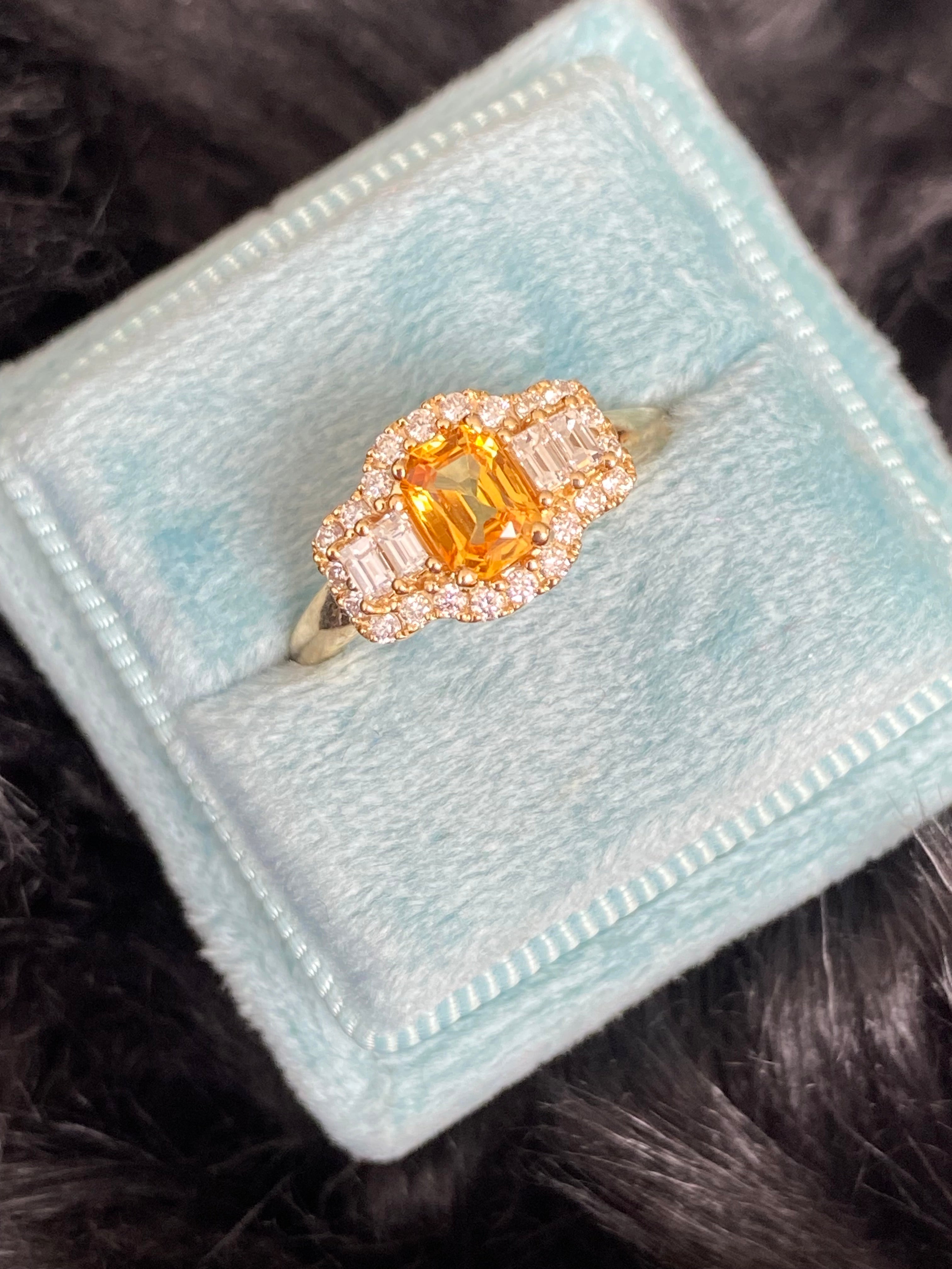 2.59 CTW Radiant Cut Yellow Sapphire and Natural Diamond Ring in 18ct Yellow Gold