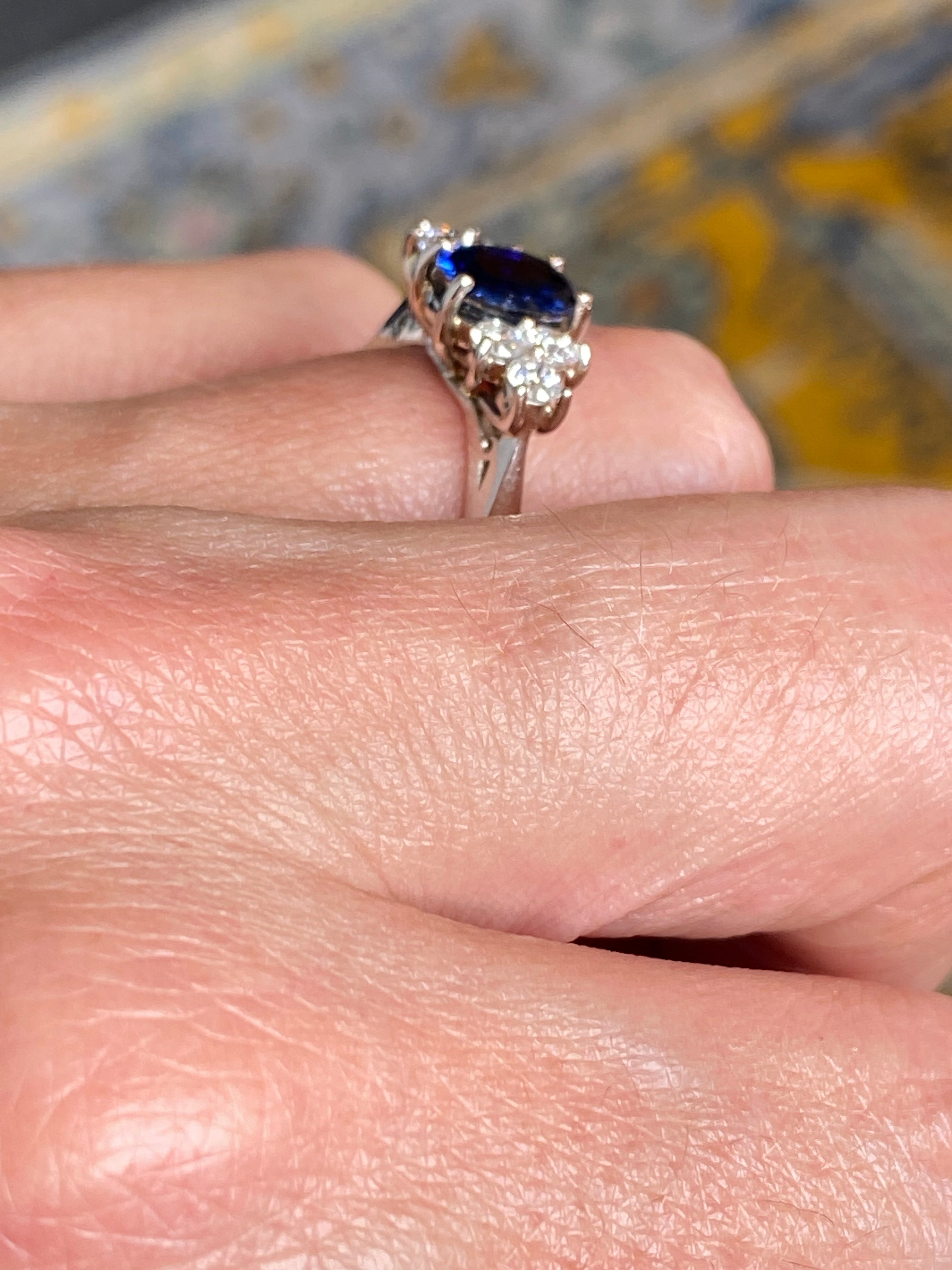 1.92 CTW Blue Ceylon Sapphire and Natural Diamond Trefoil Engagement Ring in Platinum