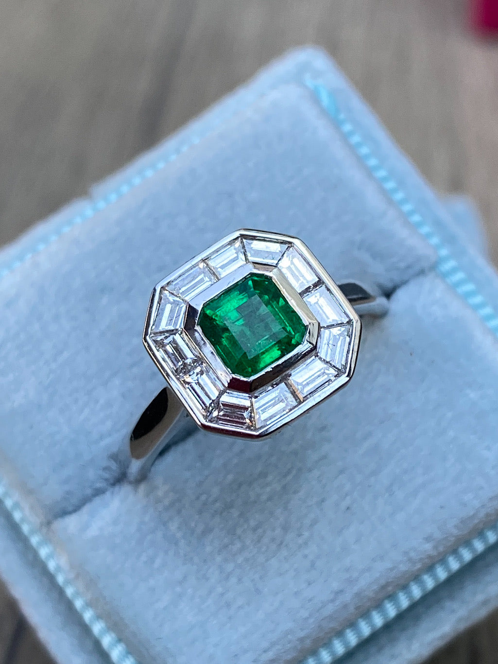 1.51 CTW Emerald and Natural Diamond Ring in Platinum