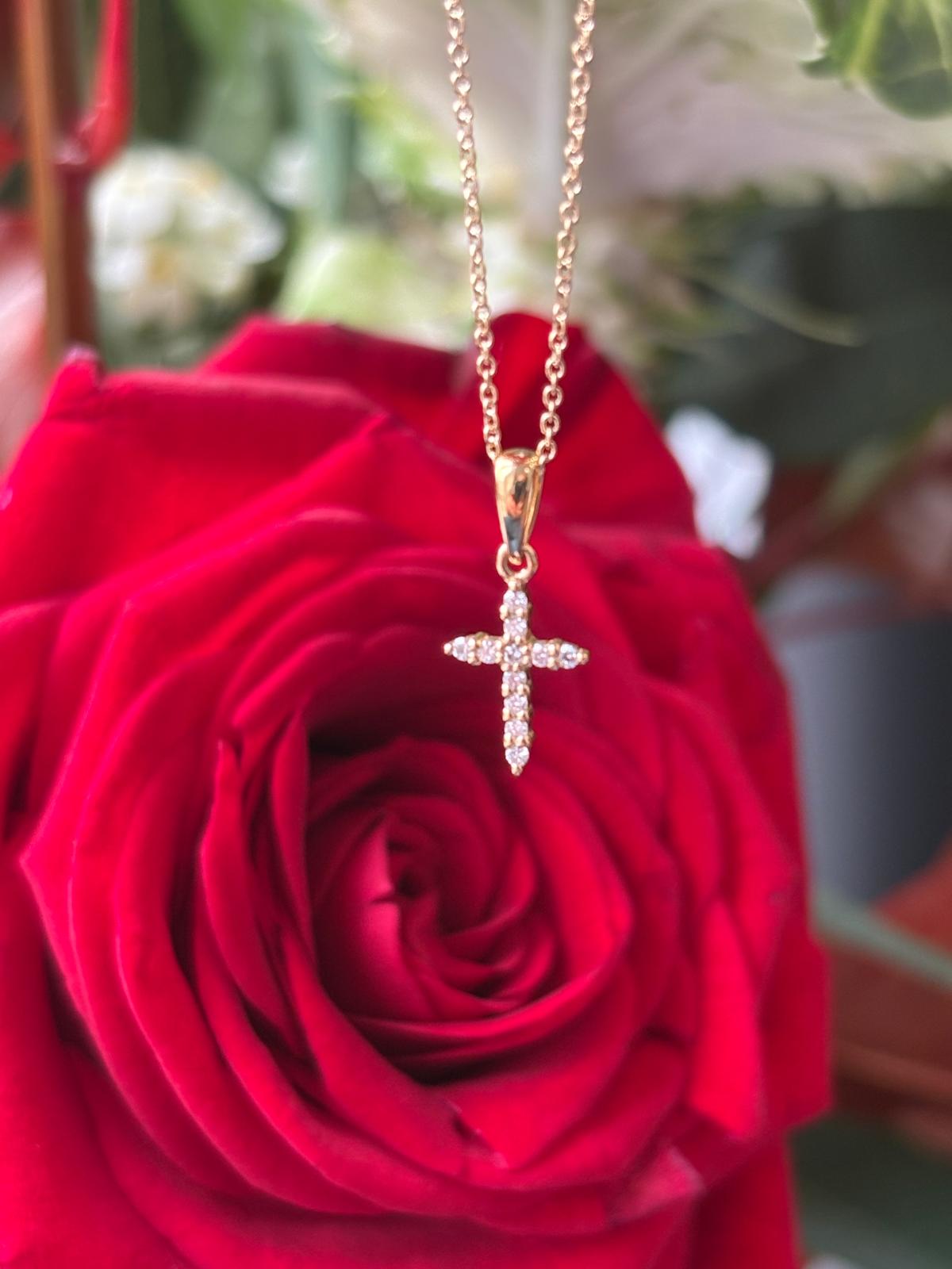 Beautiful Natural Diamond Cross in 18ct Yellow Gold