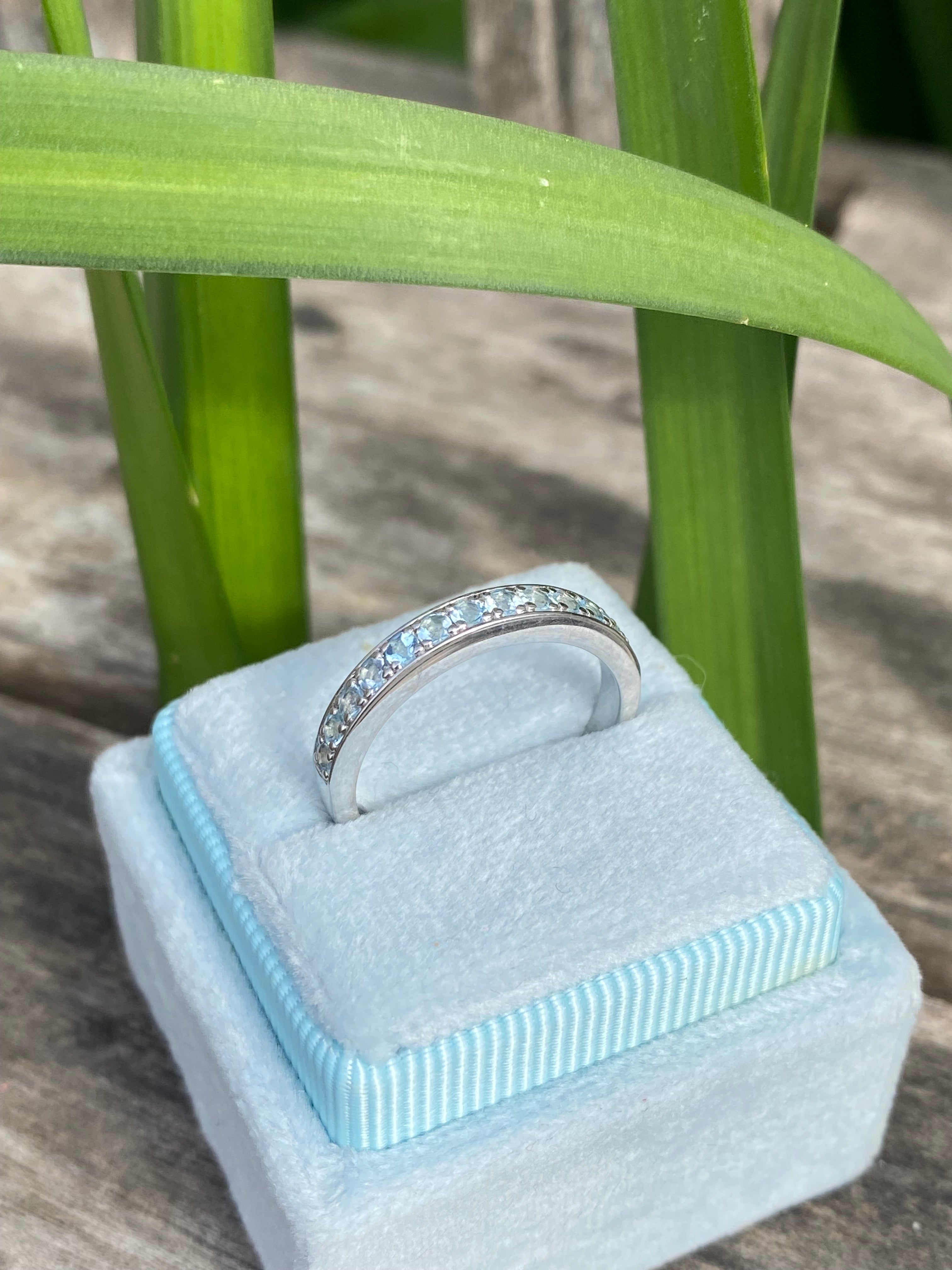 0.50ctw Baby Blue Aquamarine Eternity Stacking Ring