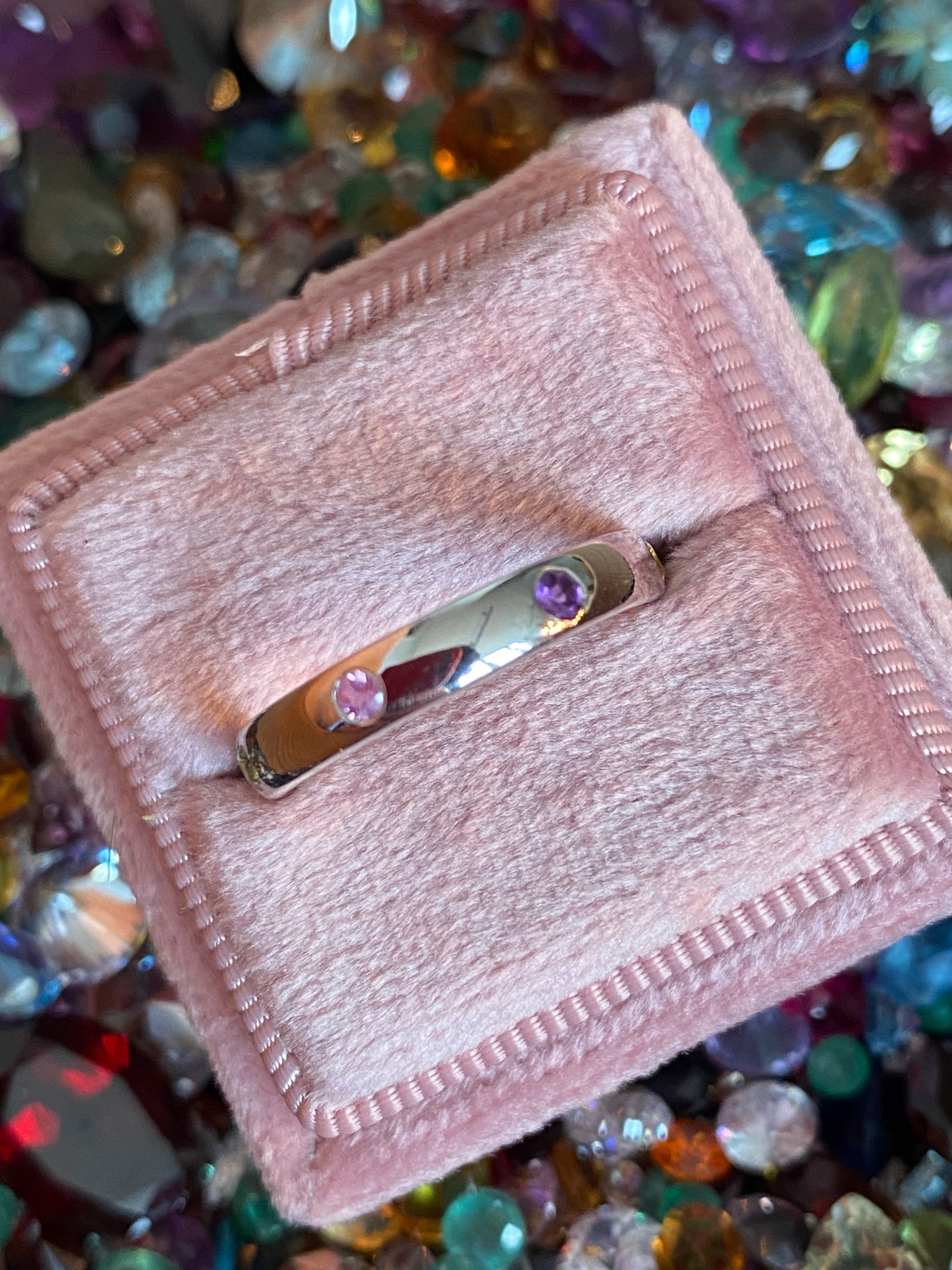 0.21ctw Pink Sapphire Eternity Stacking Ring