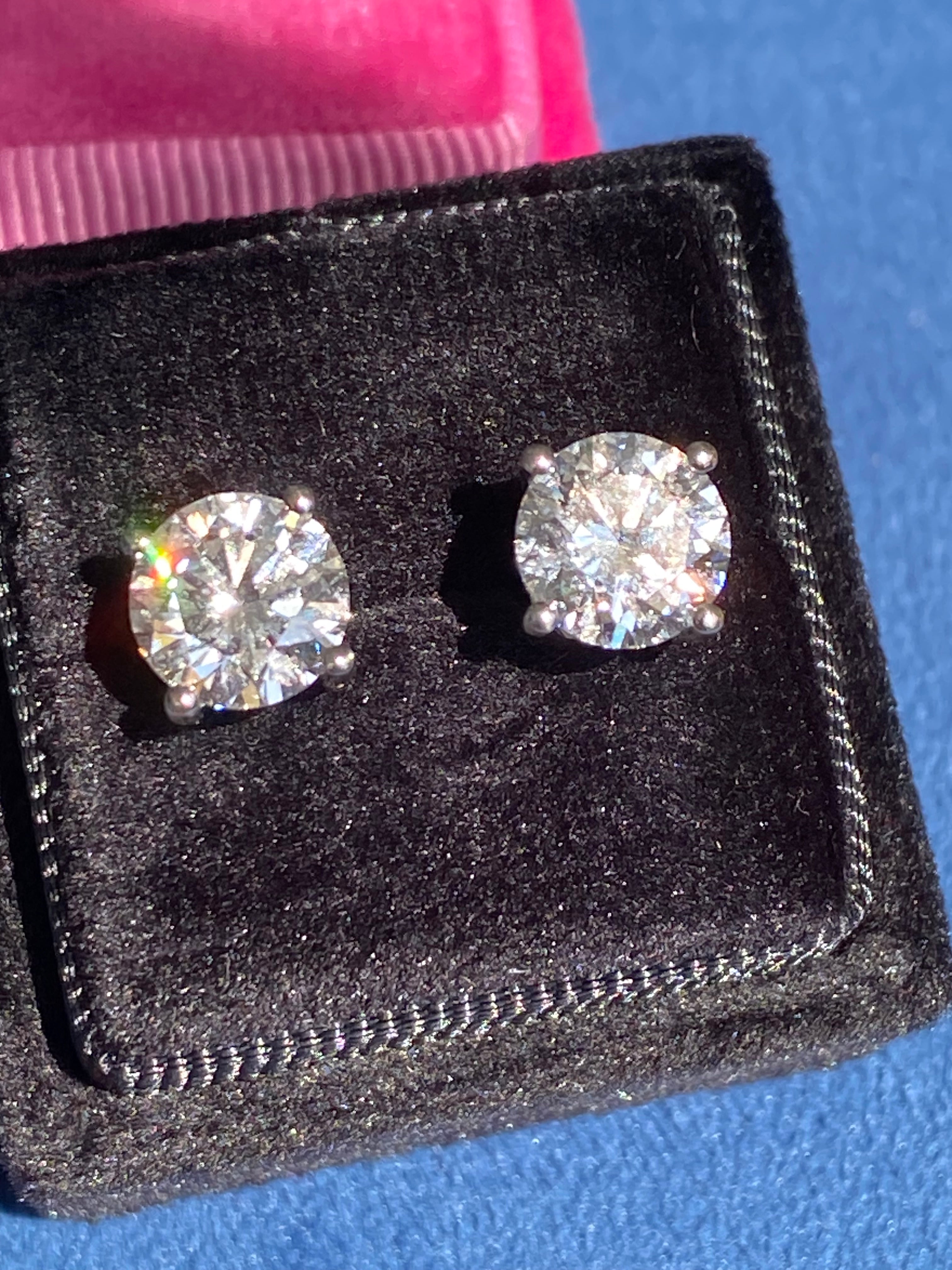 4.00 CTW + Lab Grown Diamond Solitaire Stud Earrings, at Least F Colour / VVS Clarity