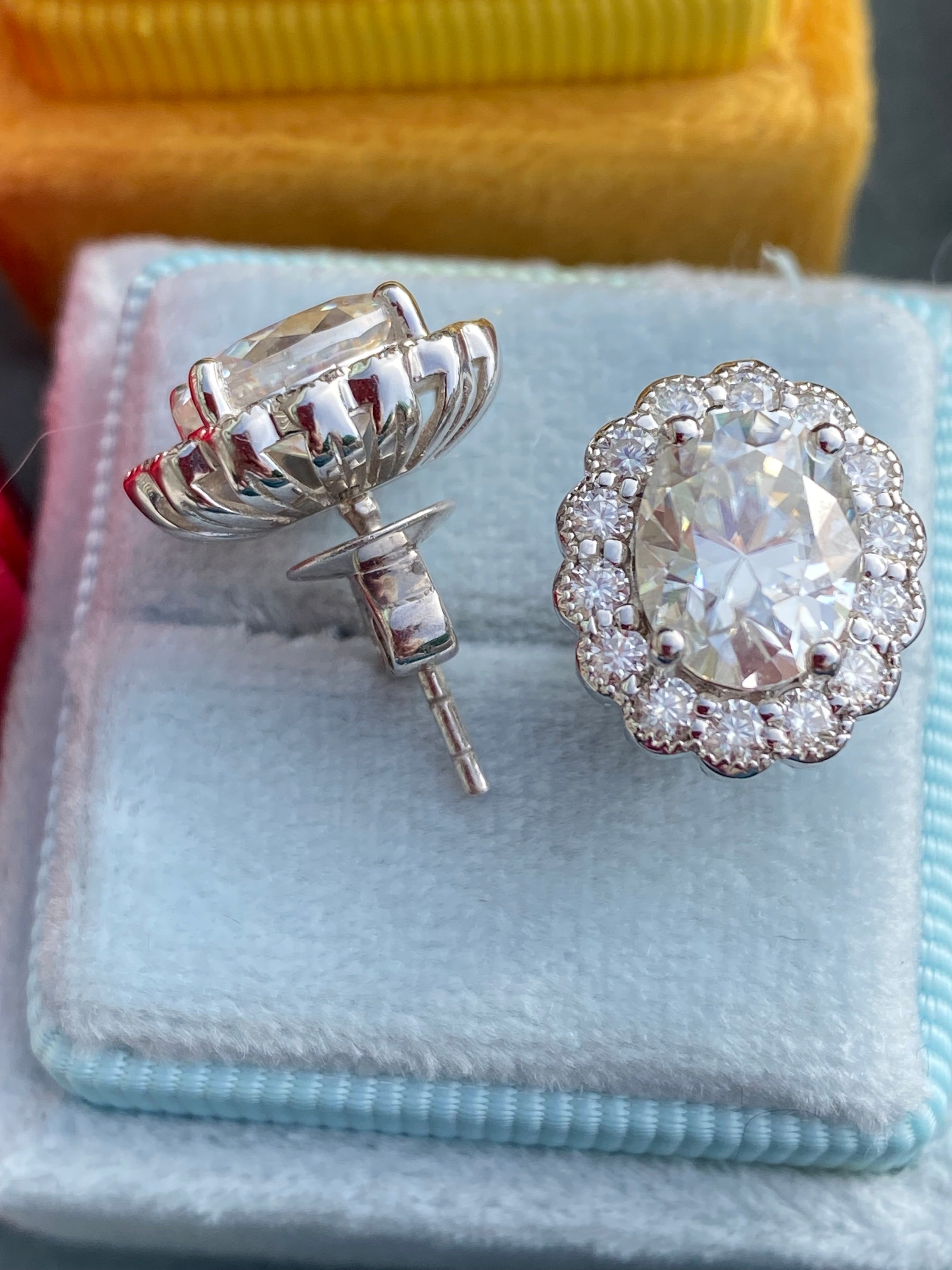 5.00 CTW Oval Cut Moissanite Earrings in Sterling Silver