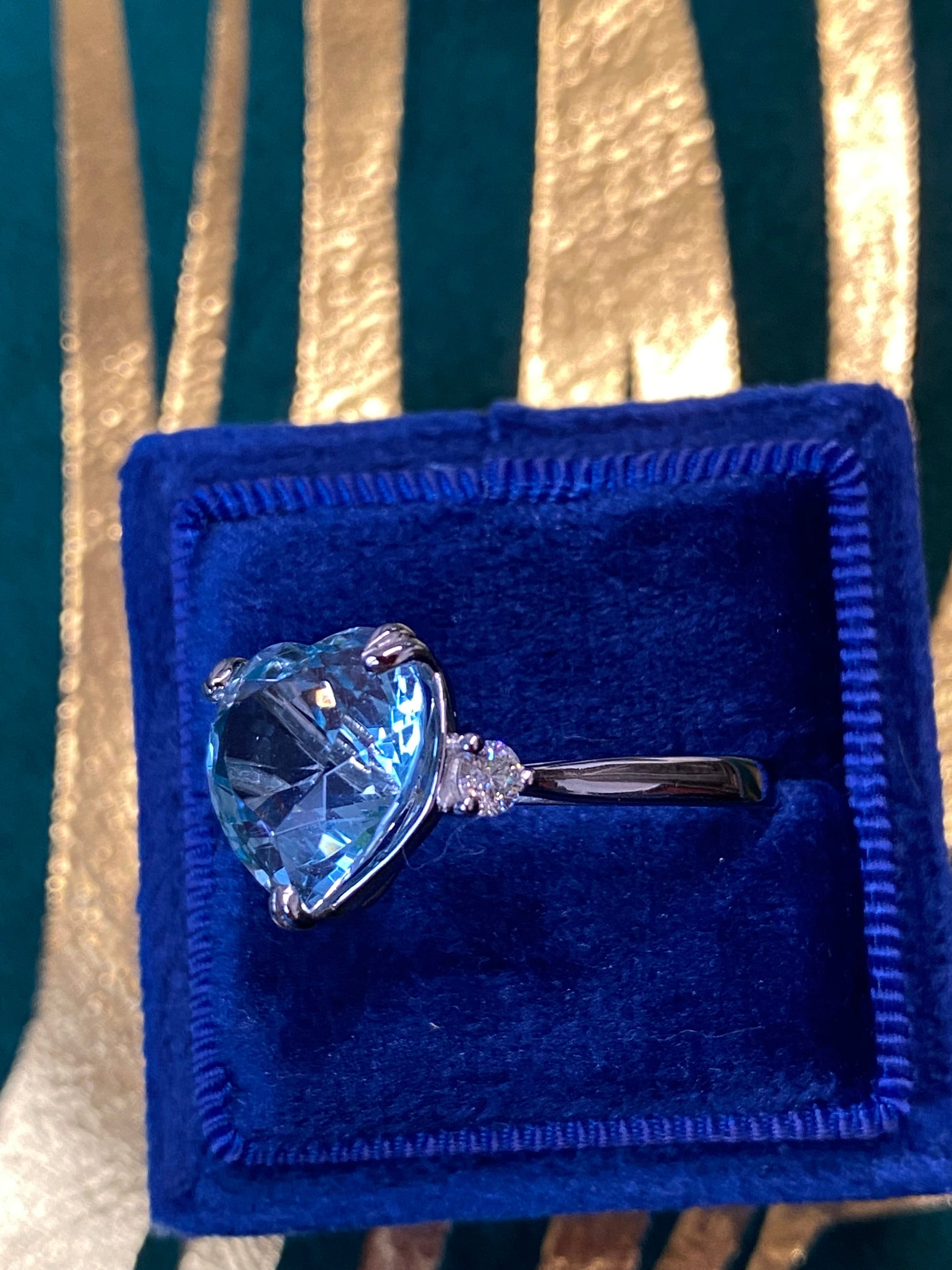 7.50 Carat Heart-Cut Aquamarine and Diamond Ring in Platinum