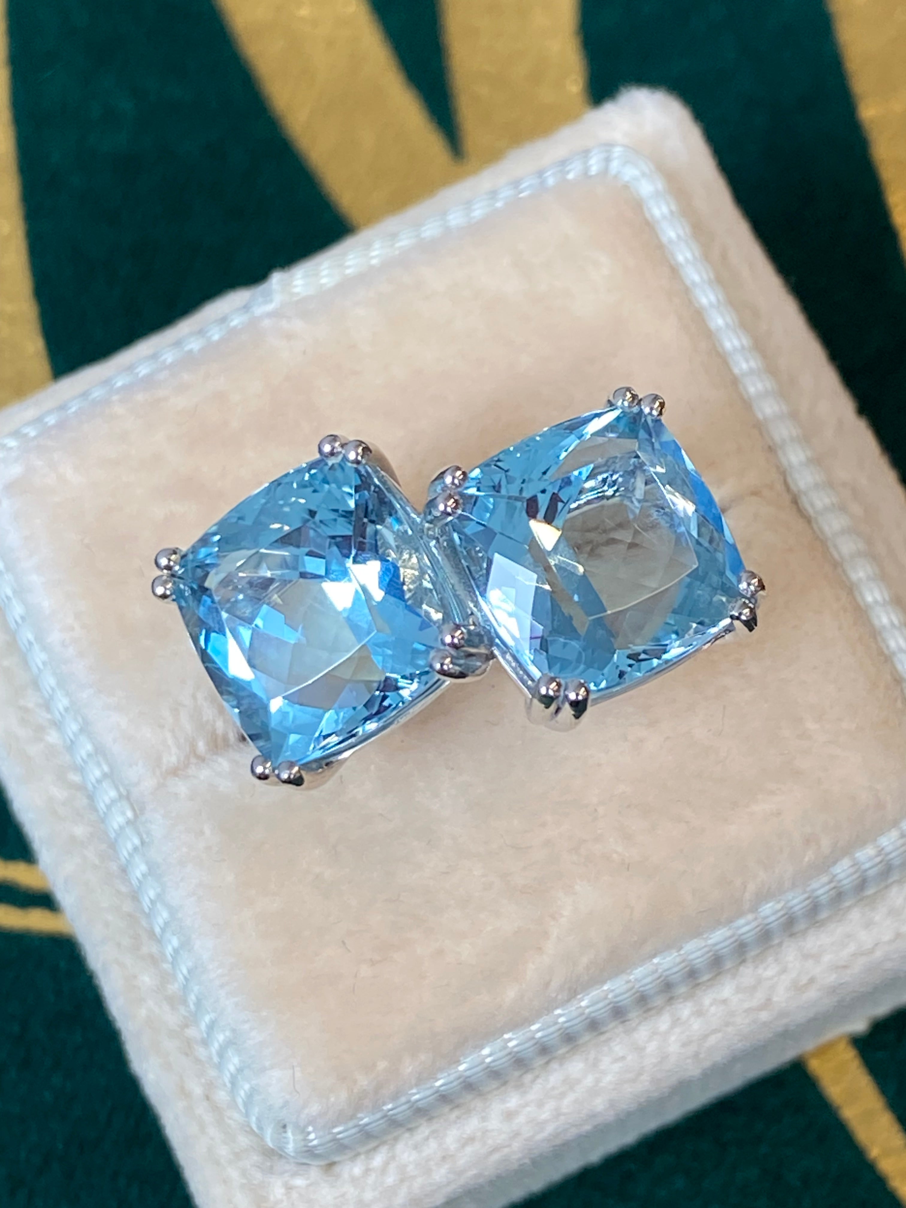 9.67 CTW Aquamarine and Natural Diamond Toi et Moi Ring in Platinum