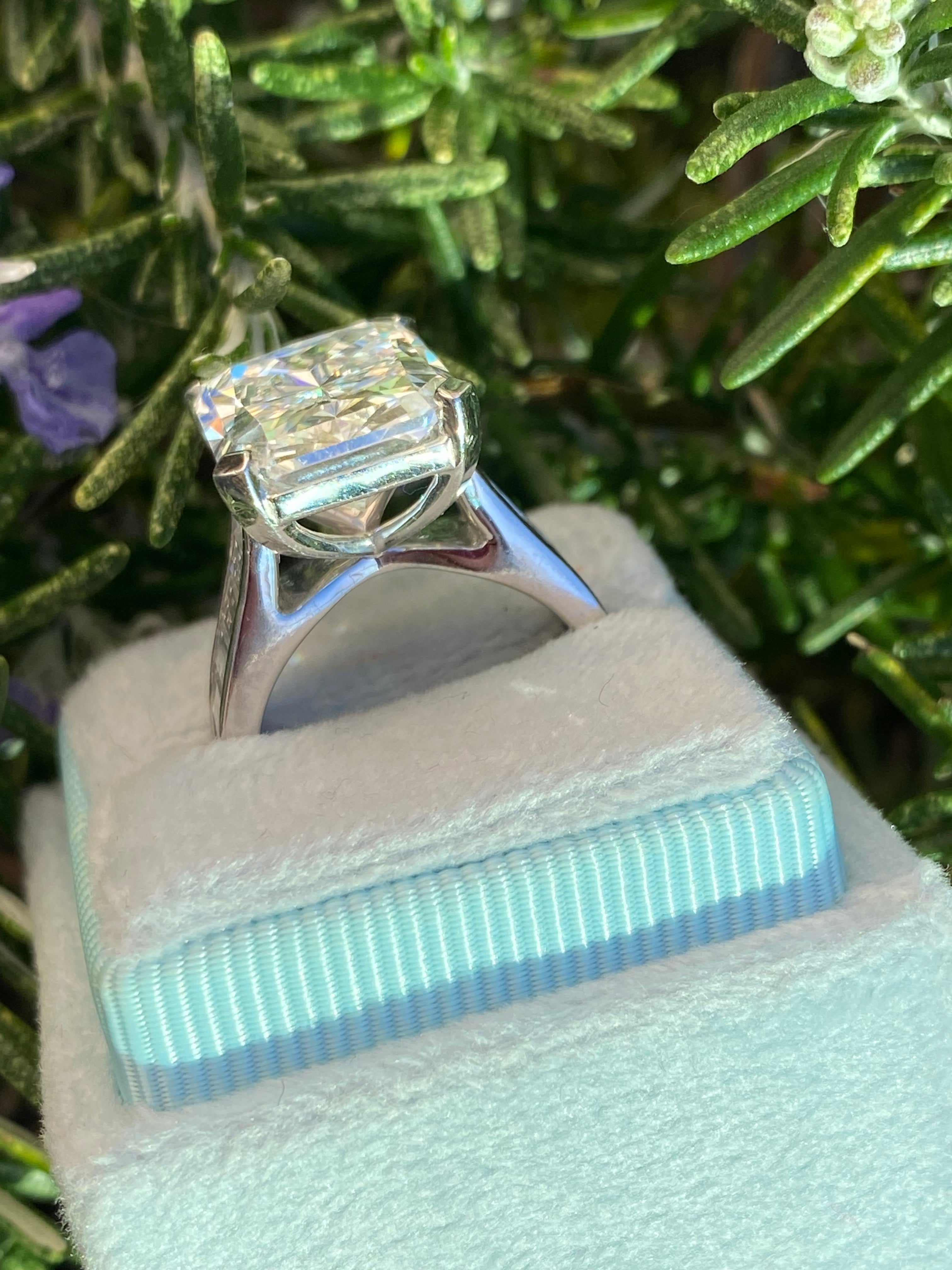 10.02 Carat Modified Brilliant Cut + 2.10 CTW Baguette Cut Lab Diamond Engagement Ring in Platinum