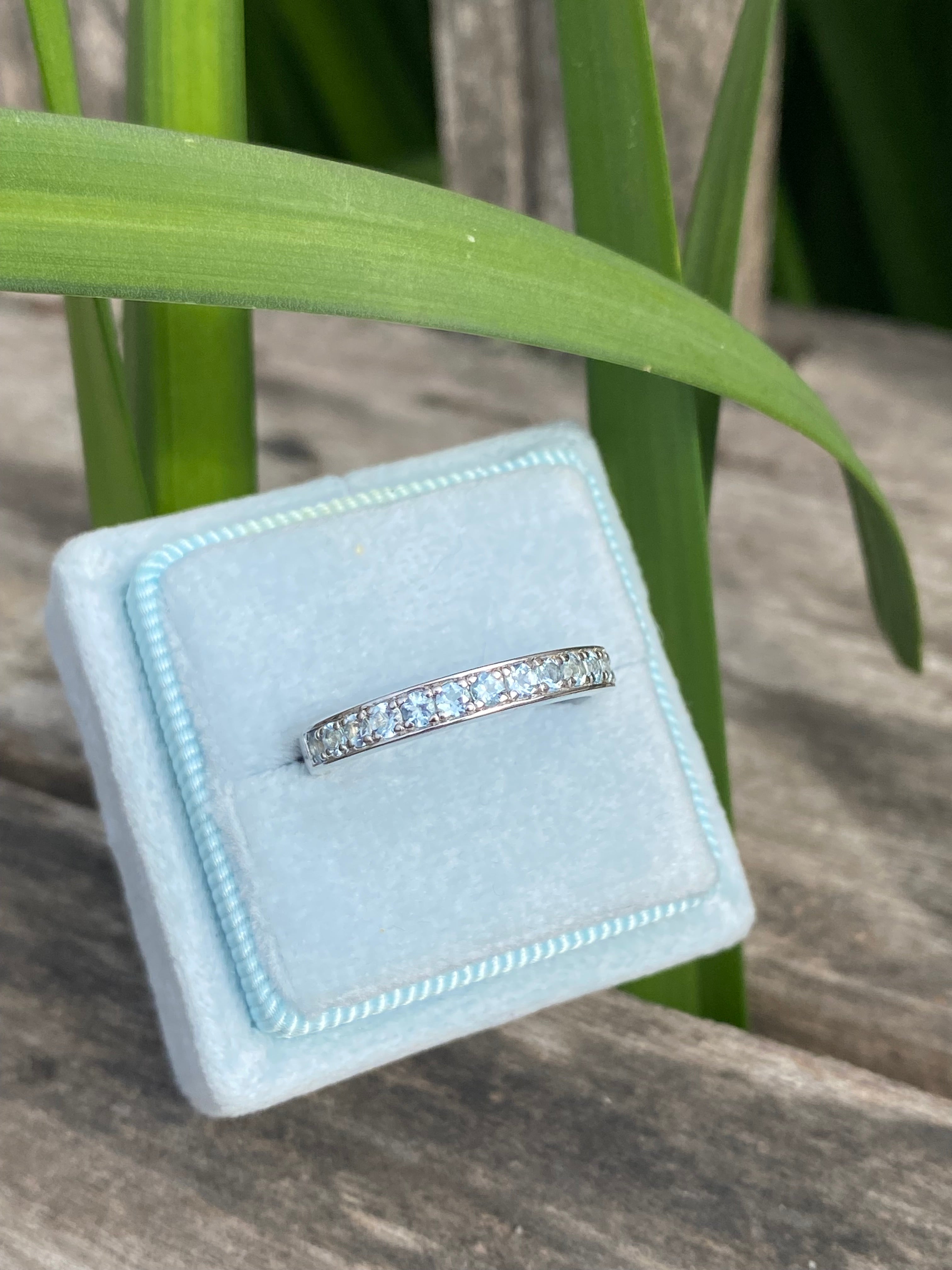 0.50ctw Baby Blue Aquamarine Eternity Stacking Ring