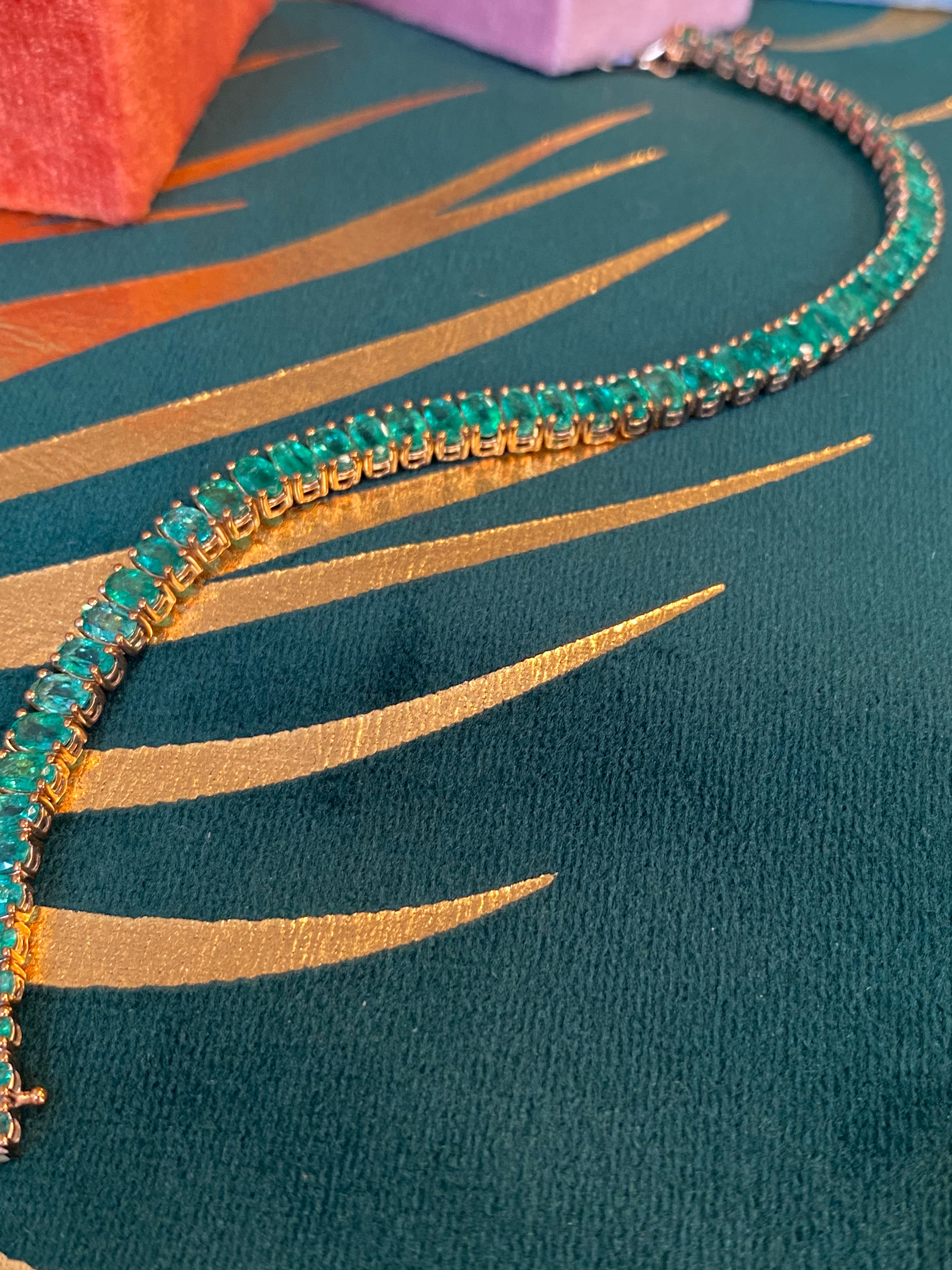 12.27 CTW Emerald Line Tennis Bracelet in 9ct Yellow Gold