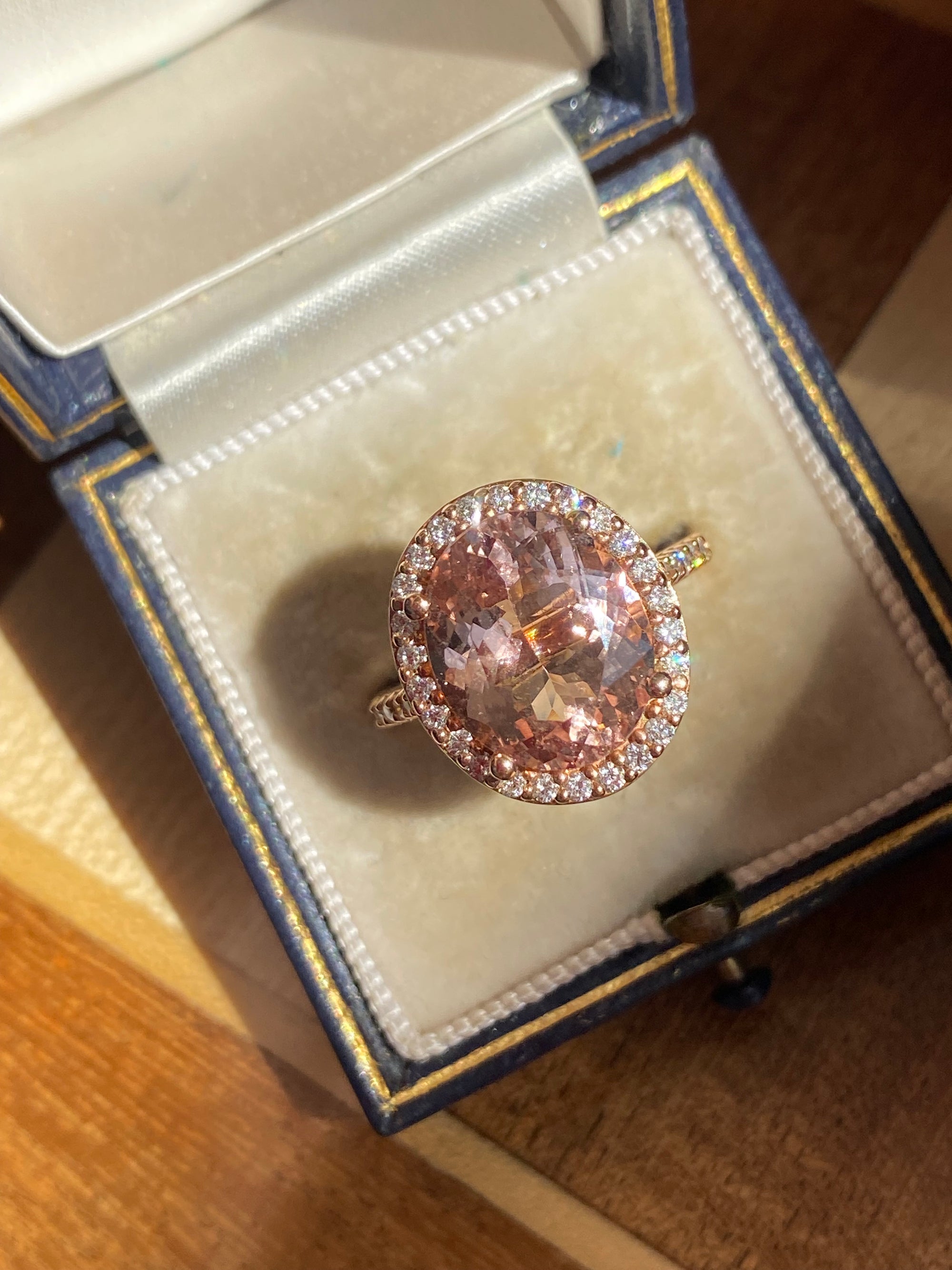 5.46 Carat Morganite and Natural Diamond Ring in 18ct Rose Gold