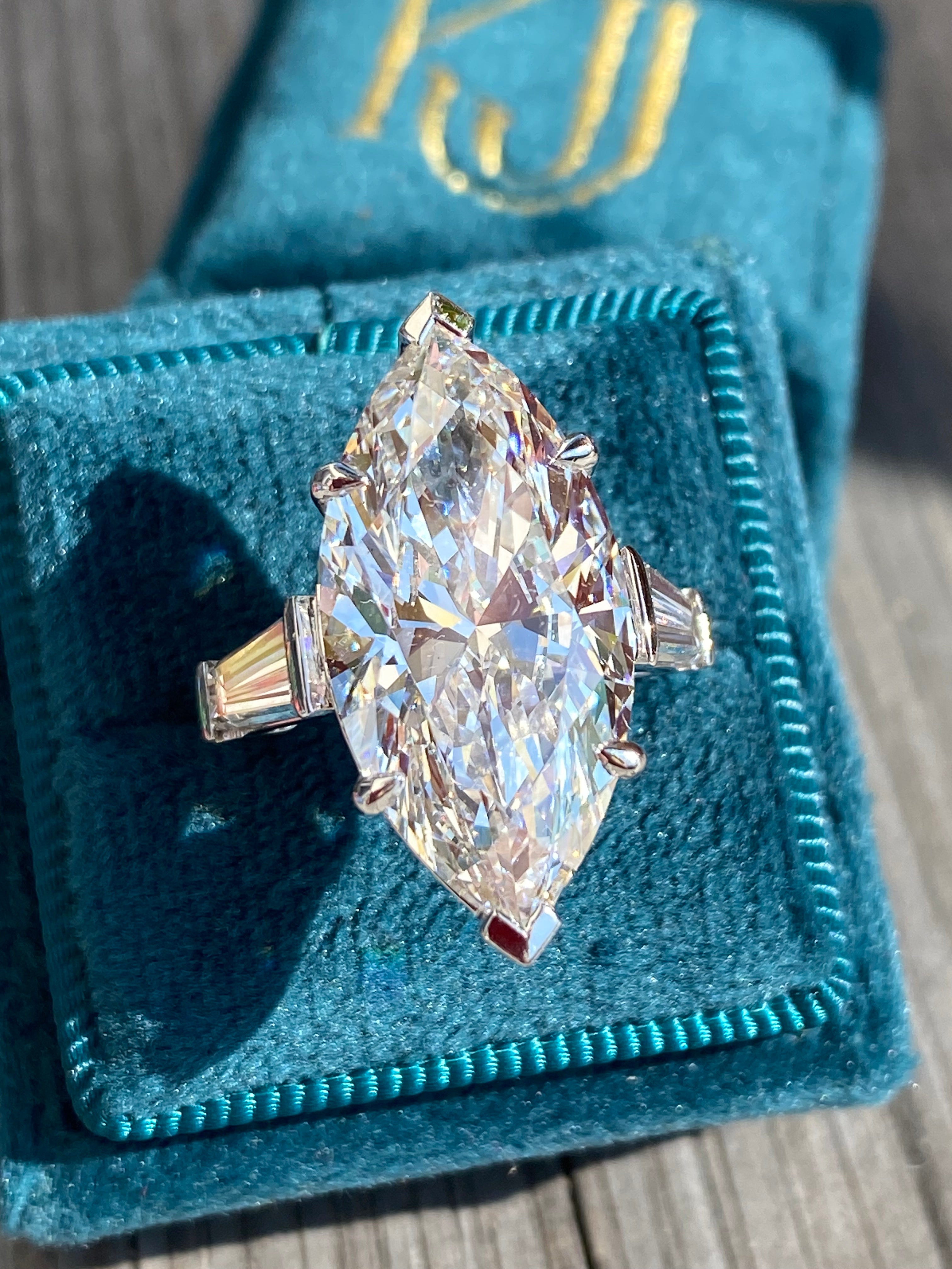 10.03 Carat Marquise Cut Lab Diamond Solitaire Engagement Ring in Platinum