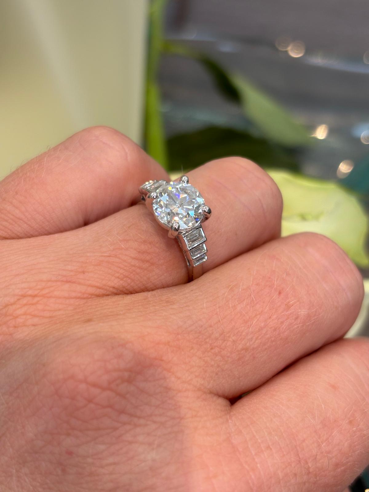 3.00 CTW Moissanite Art Deco Style Engagement Ring