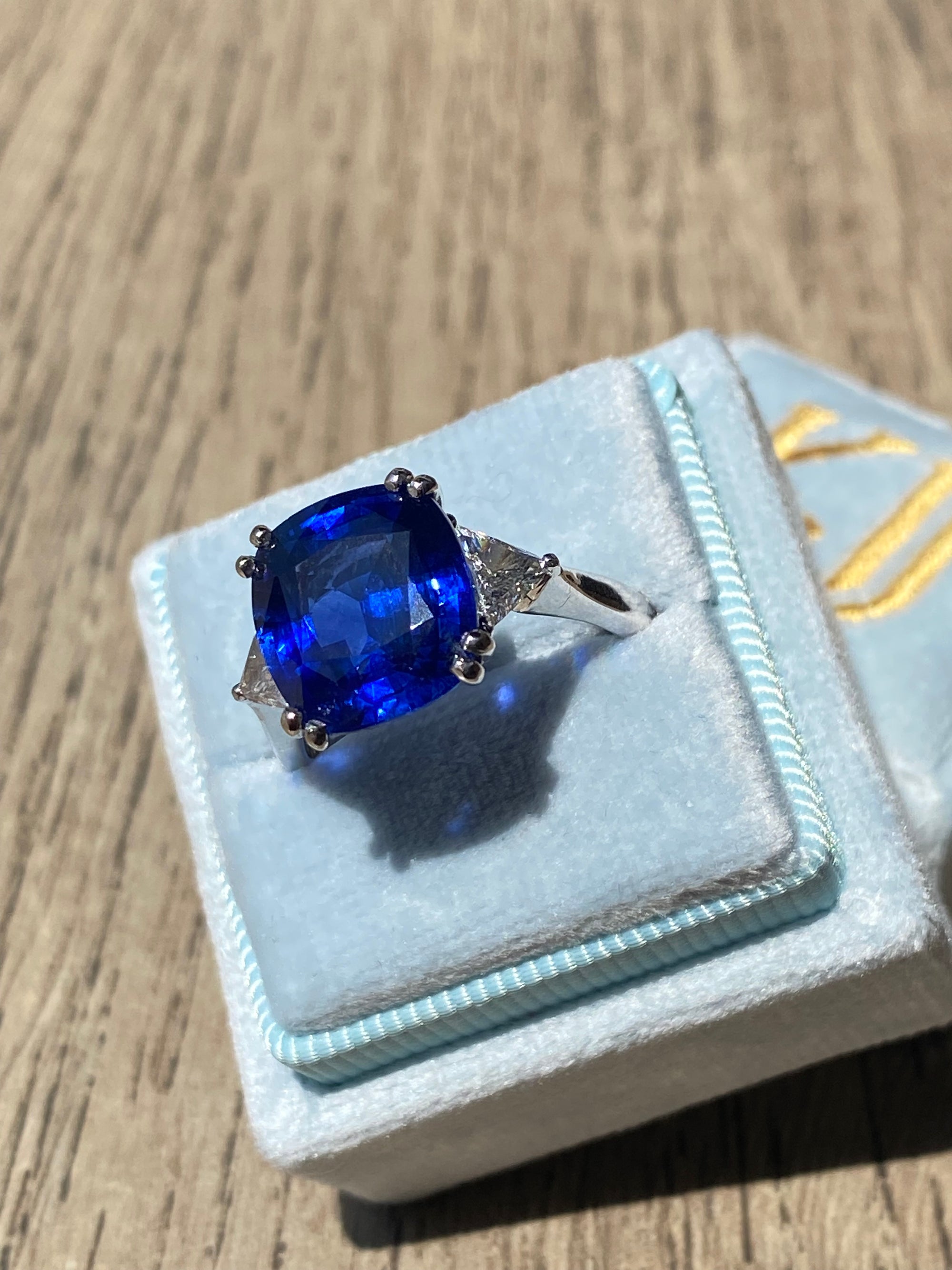 7.82 Carat GIA Certified Blue Ceylon Sapphire and Natural Diamond Engagement Ring in Platinum