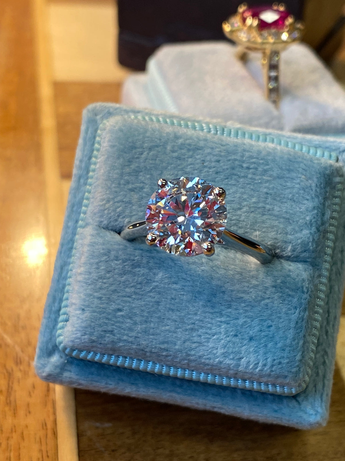 3.03 Carat Round Cut D Colour Lab Diamond Solitaire Engagement Ring in Platinum