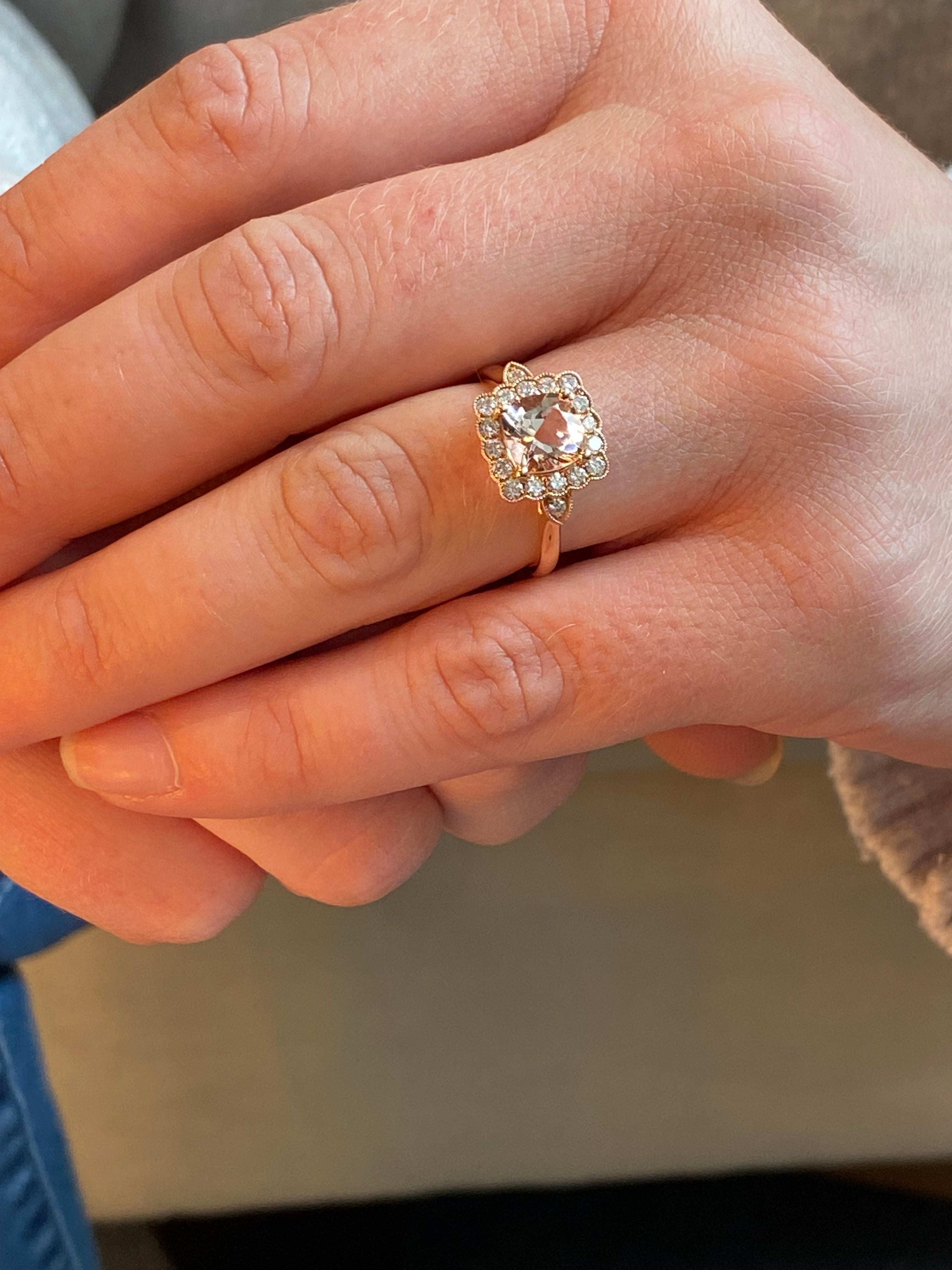 1.58 CTW Morganite and Natural Diamond Ring in 18ct Rose Gold