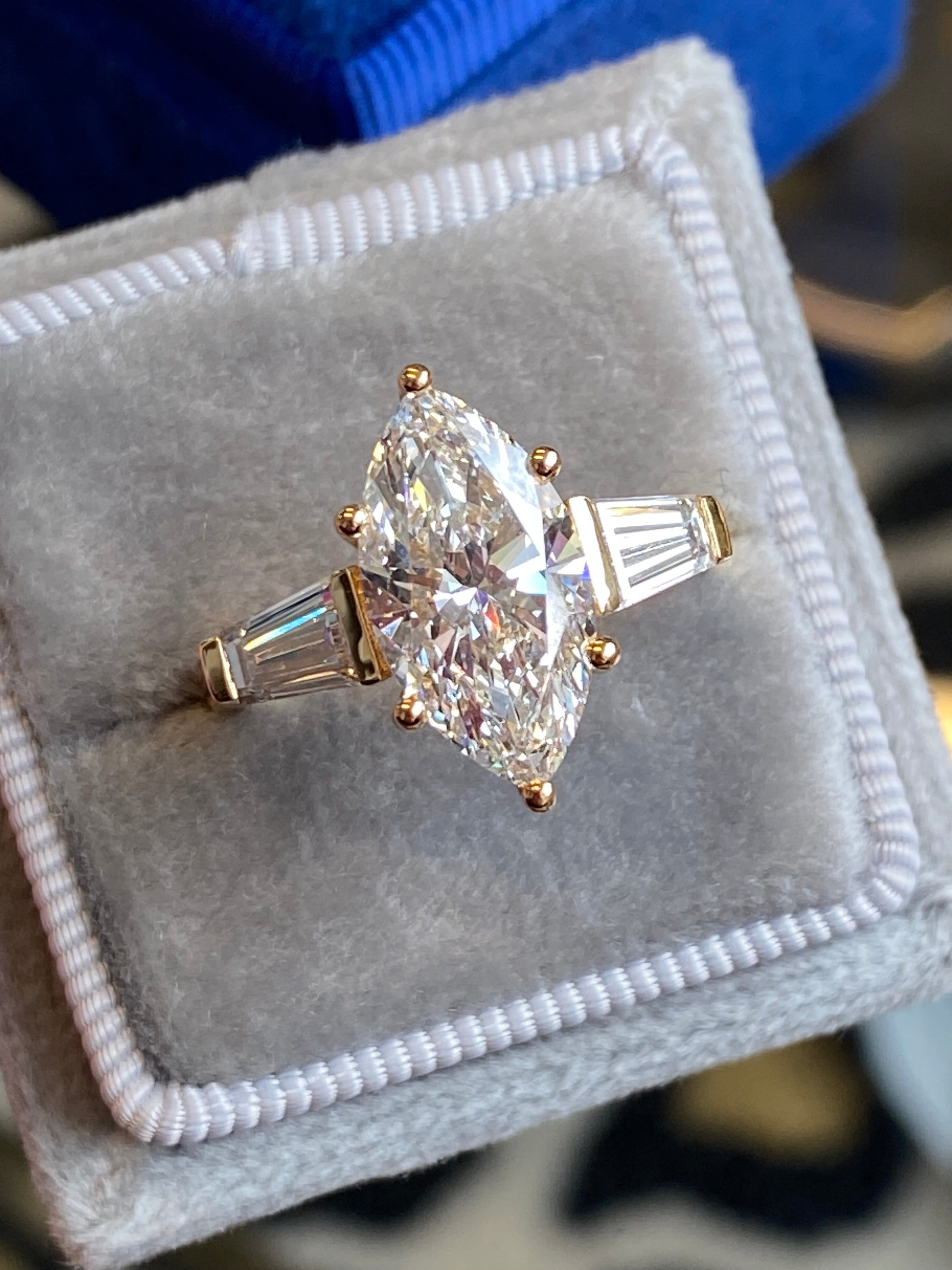 4.04 CTW Marquise Cut D Colour VS1 Lab Diamond Engagement Ring in 18ct Yellow Gold