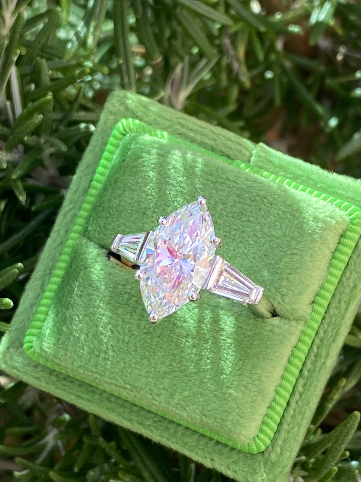 3.98 CTW Marquise Cut Lab Diamond Engagement Ring in Platinum