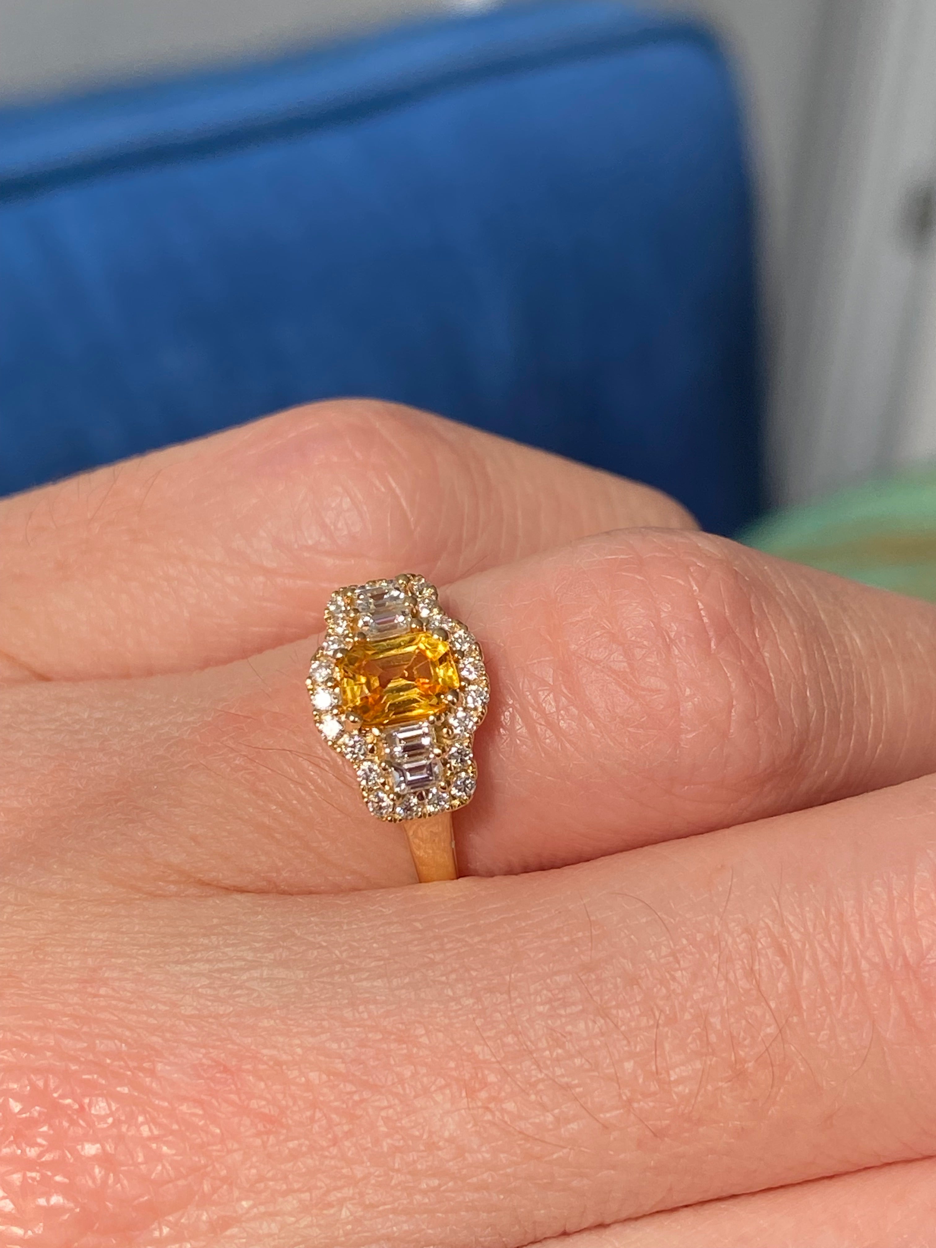 2.59 CTW Radiant Cut Yellow Sapphire and Natural Diamond Ring in 18ct Yellow Gold