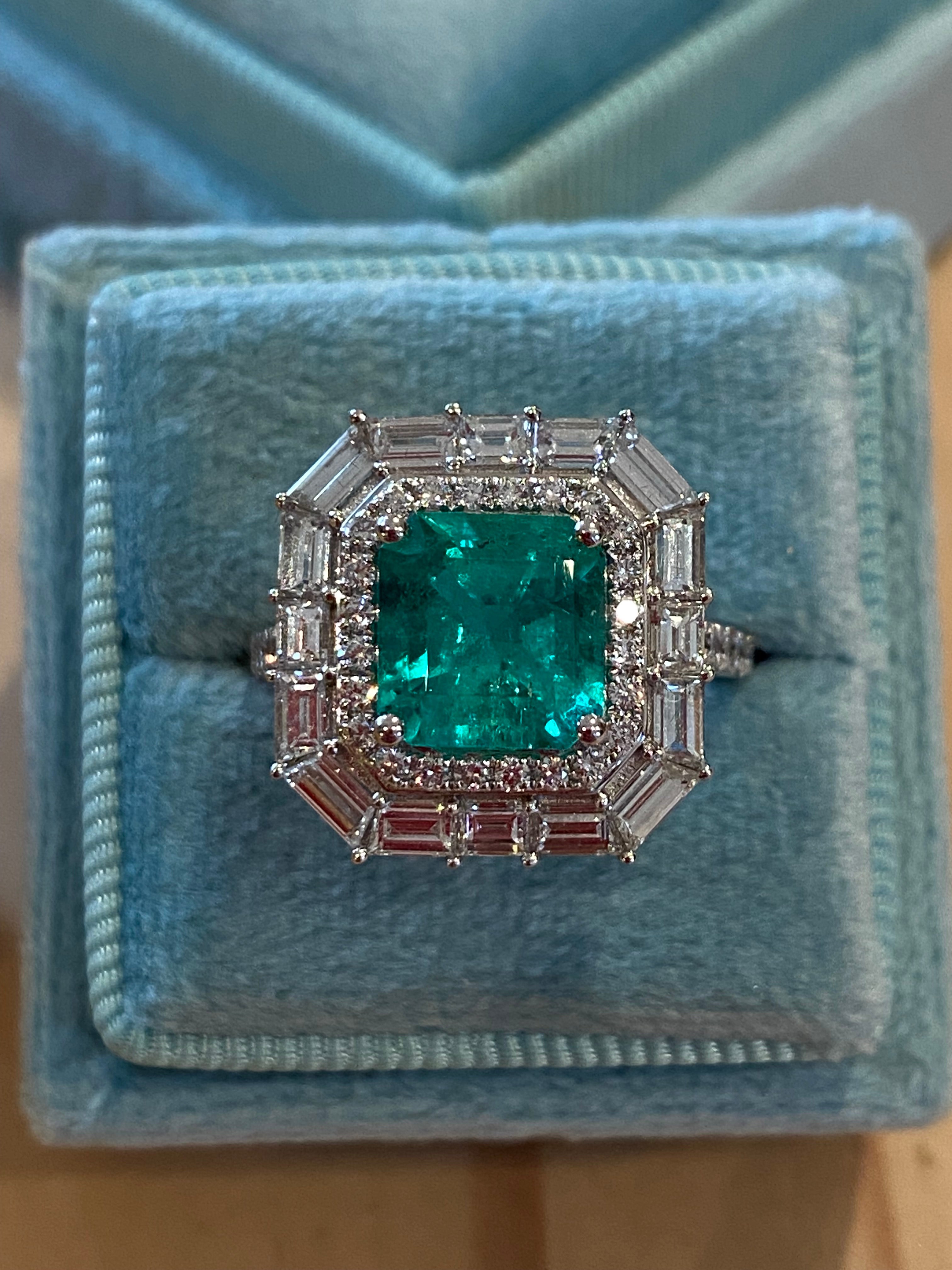 Masterpiece 2.34 Carat Colombian Emerald and 1.67ctw Natural Diamond Ring in Platinum
