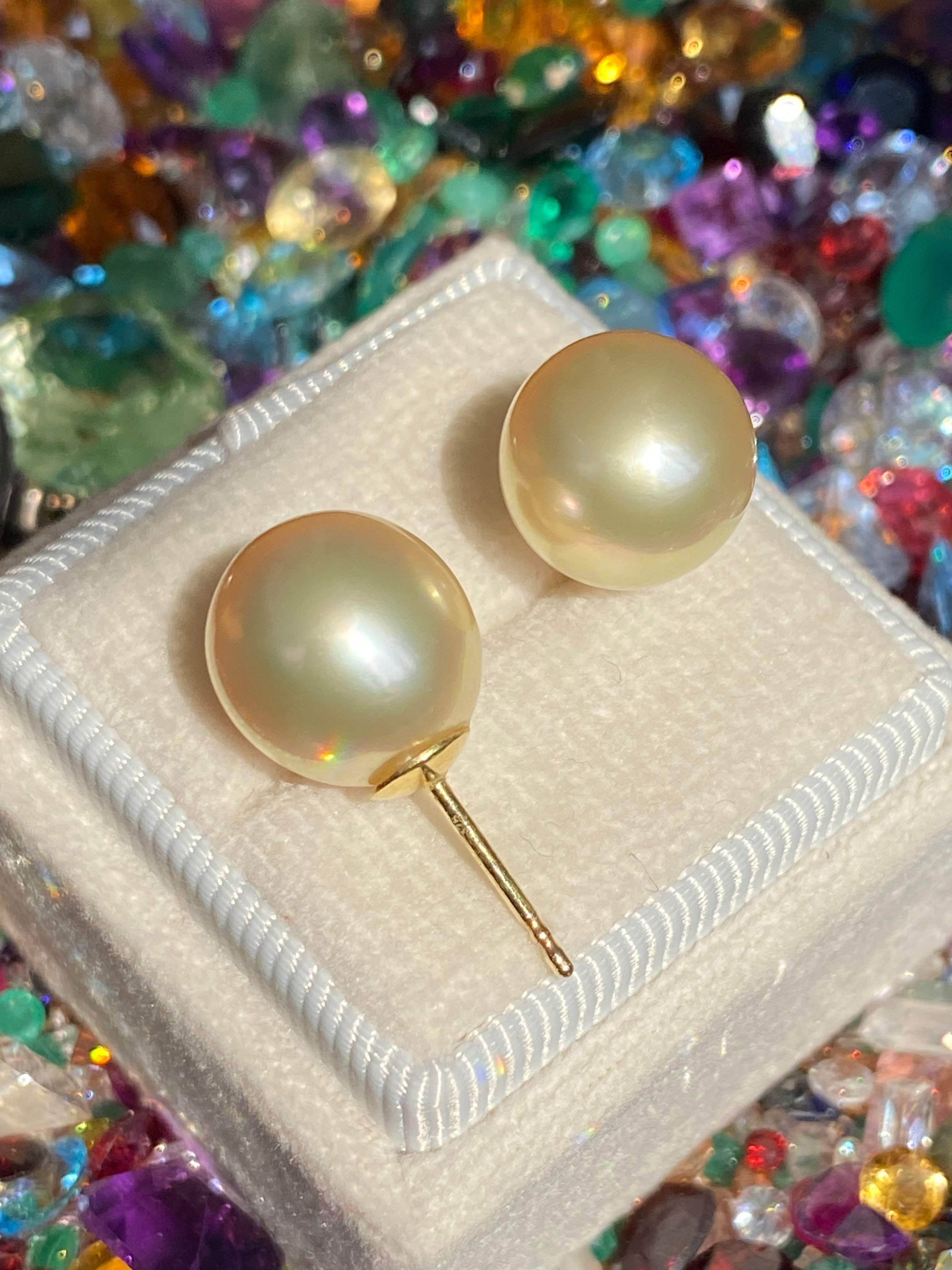 South Sea Pearl Stud Earrings in 18ct Yellow Gold