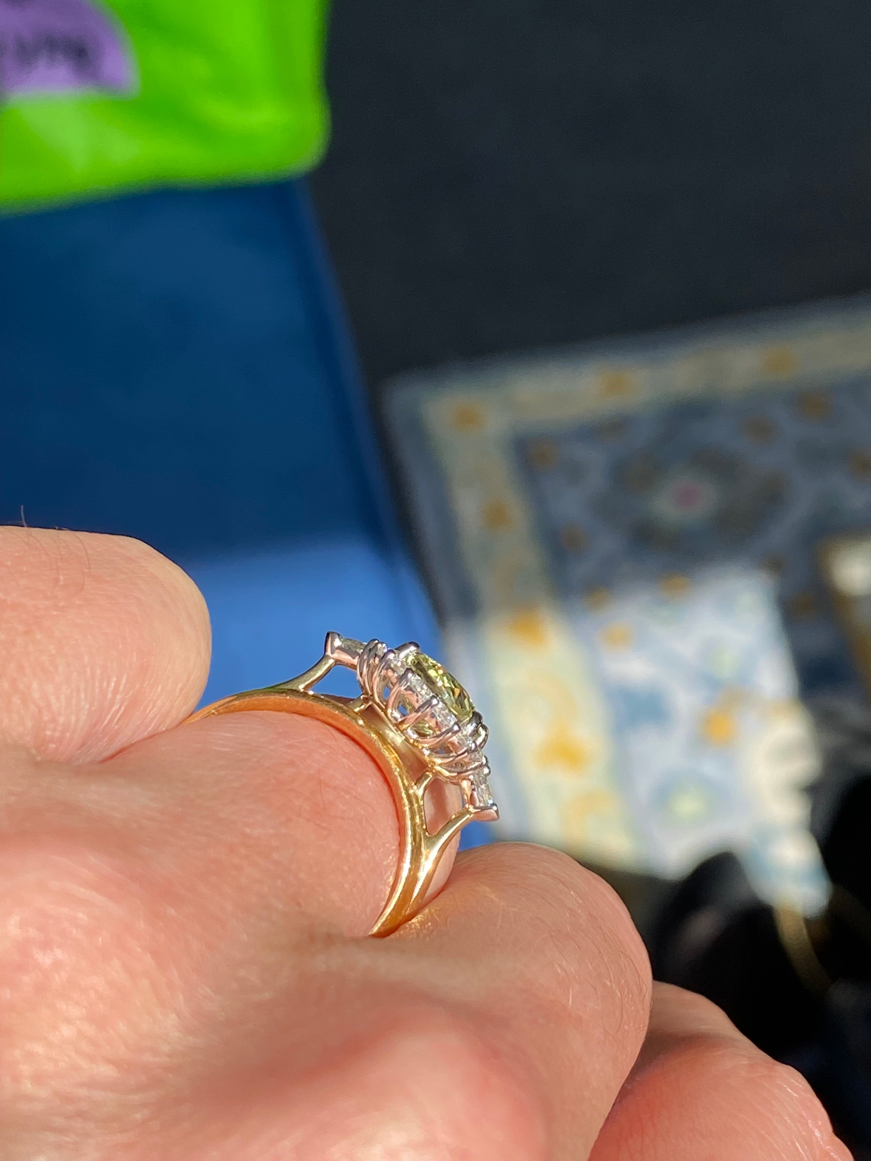 3.73 CTW Yellow Sapphire and Natural Diamond Ring in Platinum and 18ct Yellow Gold