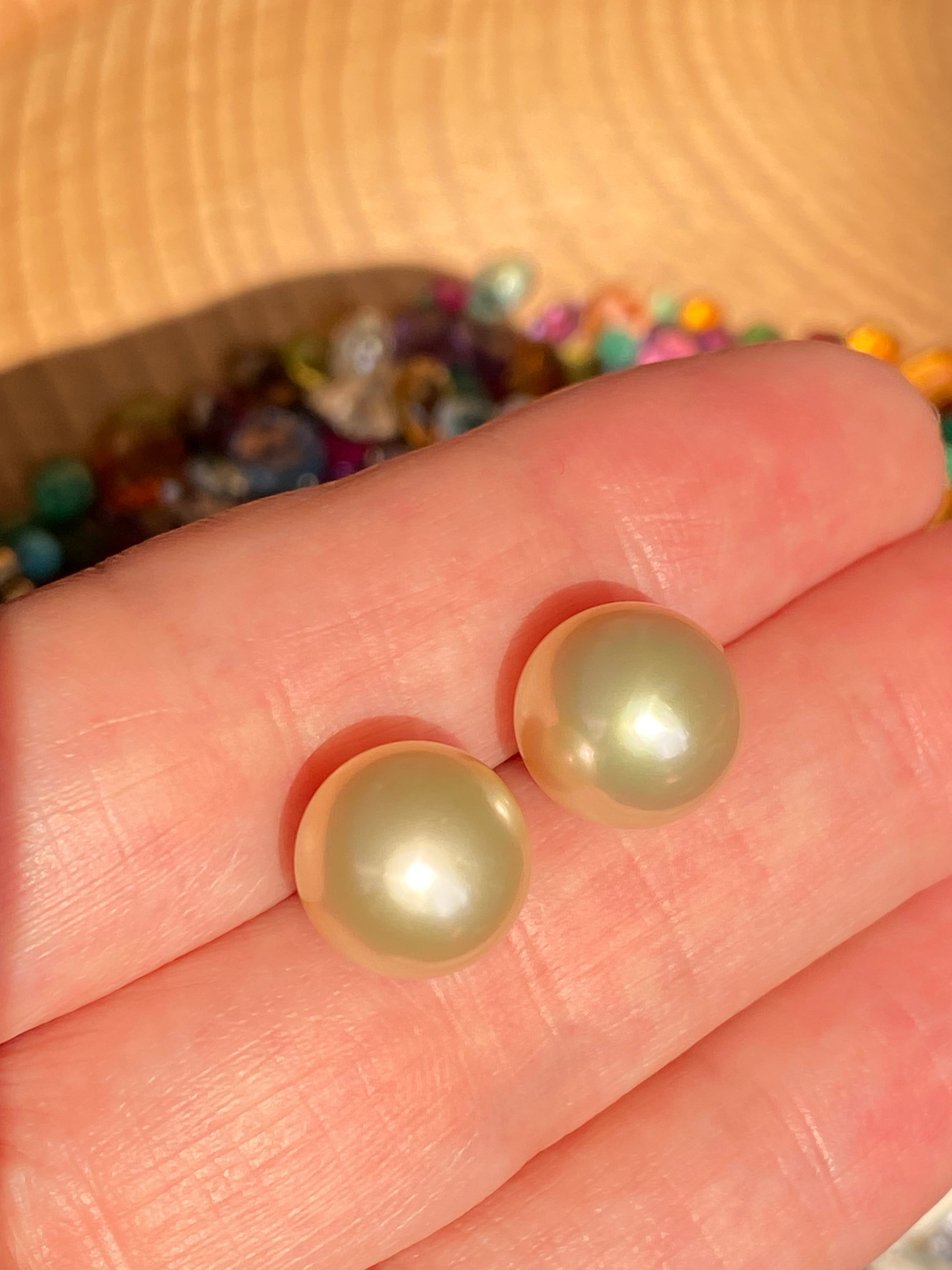South Sea Pearl Stud Earrings in 18ct Yellow Gold