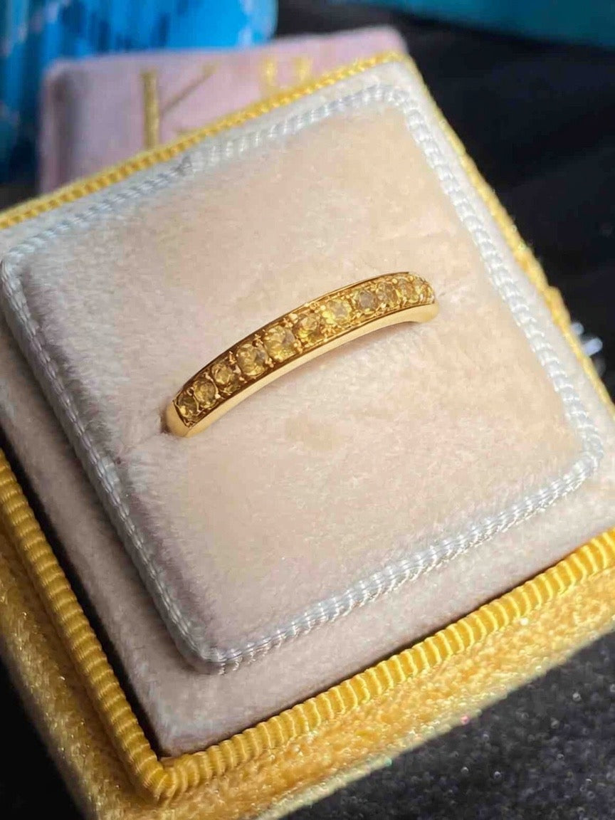 0.50ctw Citrine Eternity Stacking Ring in Sterling Silver or 9ct Yellow Gold