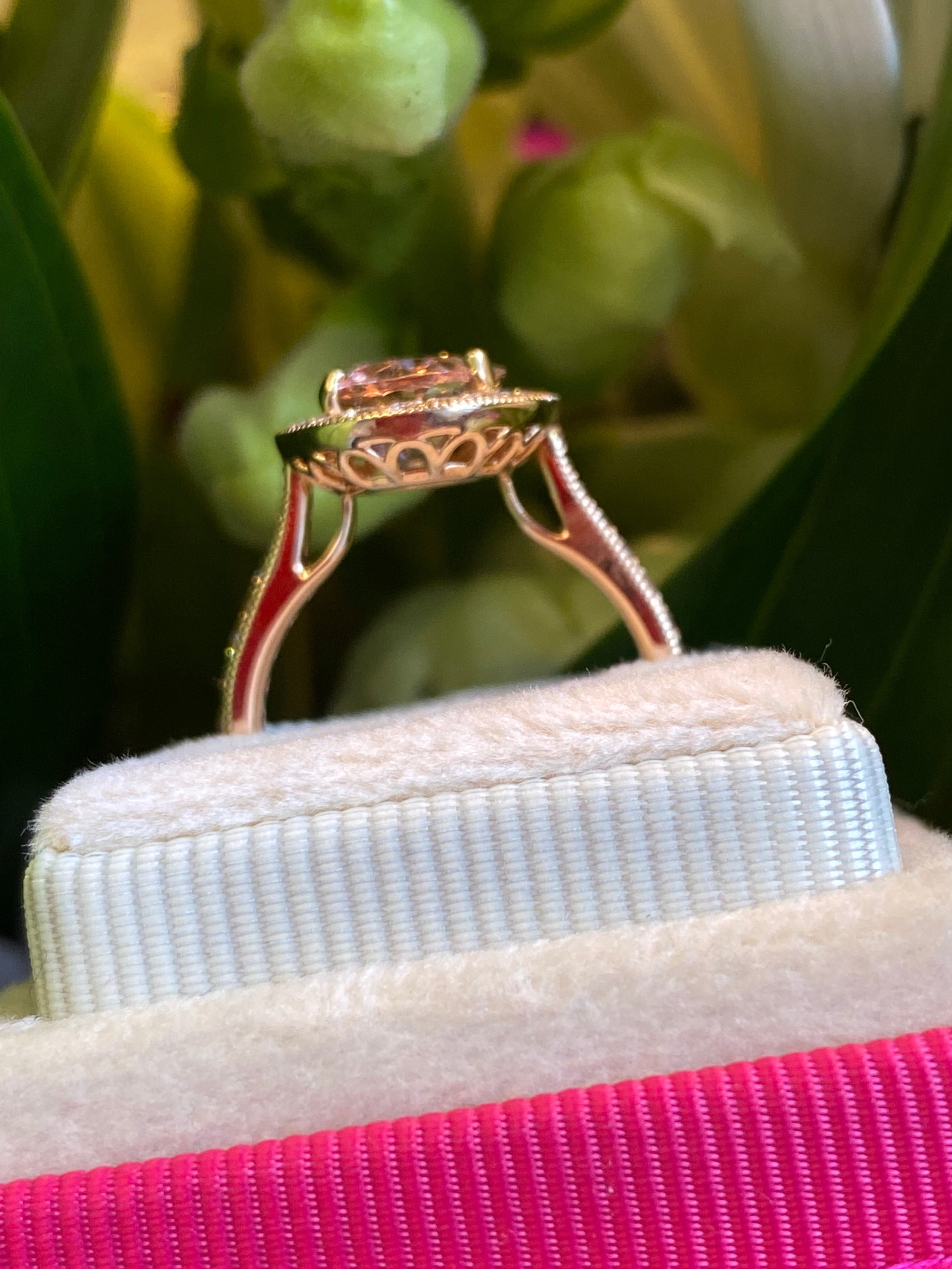 2.80 CTW Morganite and Natural Diamond Ring in 18ct Rose Gold