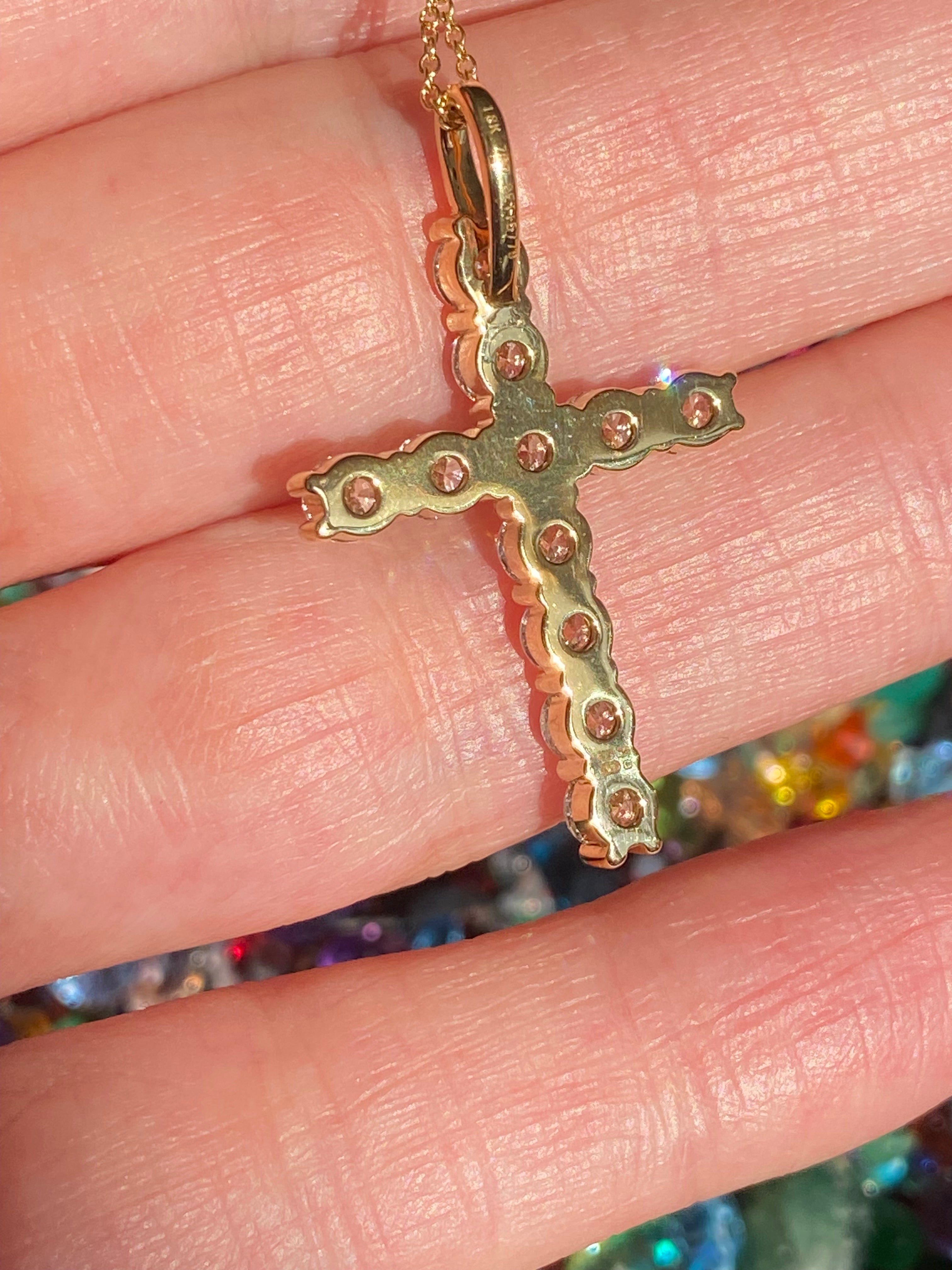 2.00 CTW Natural Diamond Cross in 18ct Yellow Gold