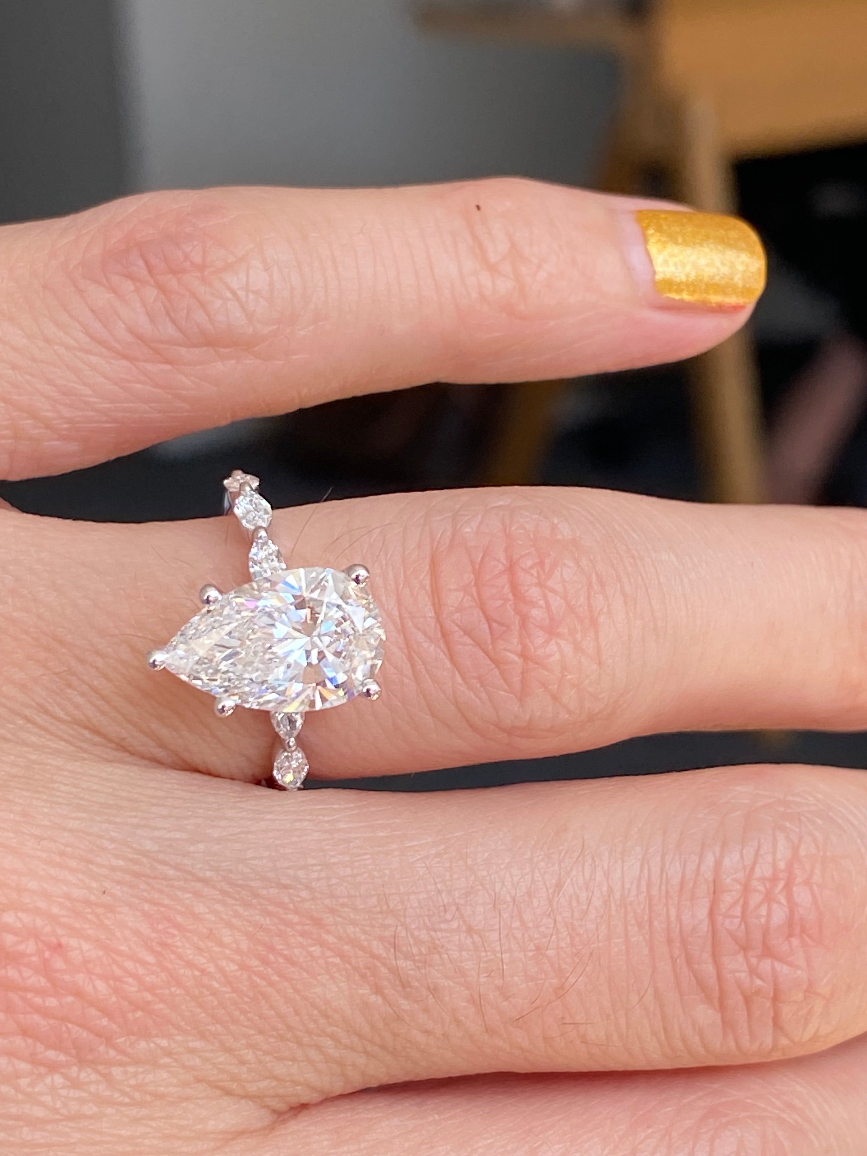 3.05 Carat Pear Cut D Colour Lab Diamond Solitaire Engagement Ring in Platinum