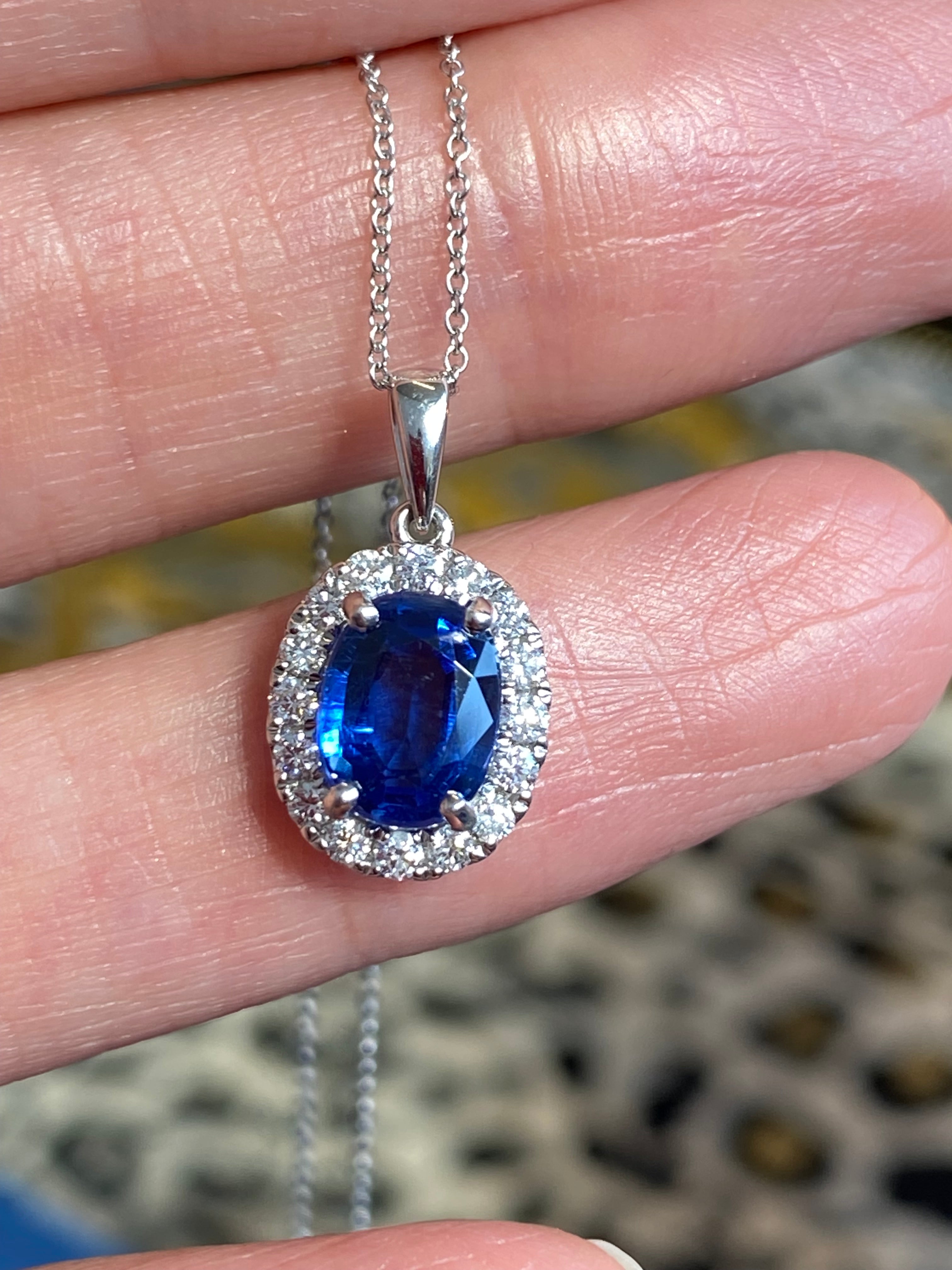 2.63 CTW Kyanite and Natural Diamond Pendant Necklace in 18ct White Gold