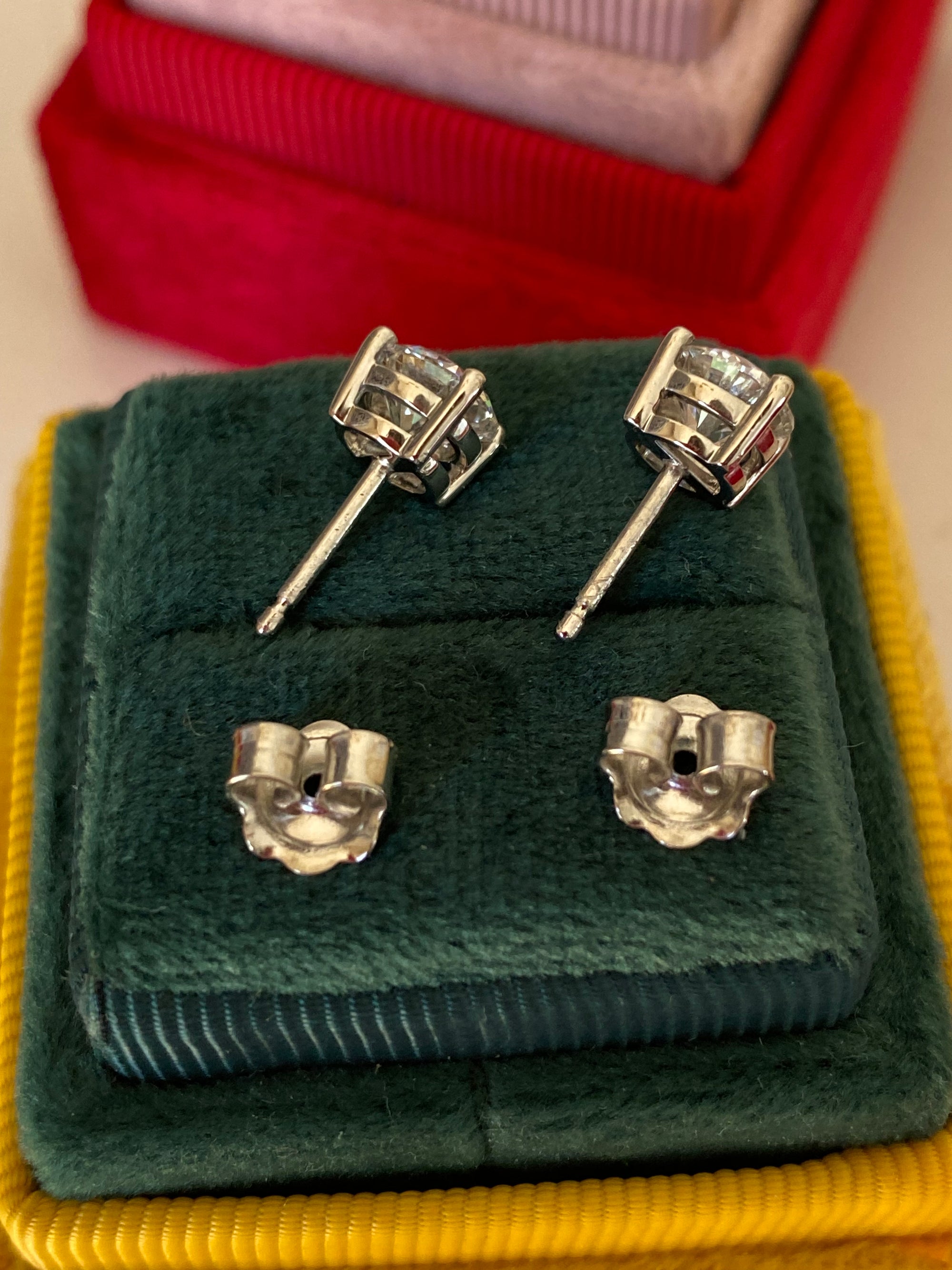 2.00 CTW + Lab Grown Diamond Solitaire Stud Earrings, at Least E Colour / VS Clarity