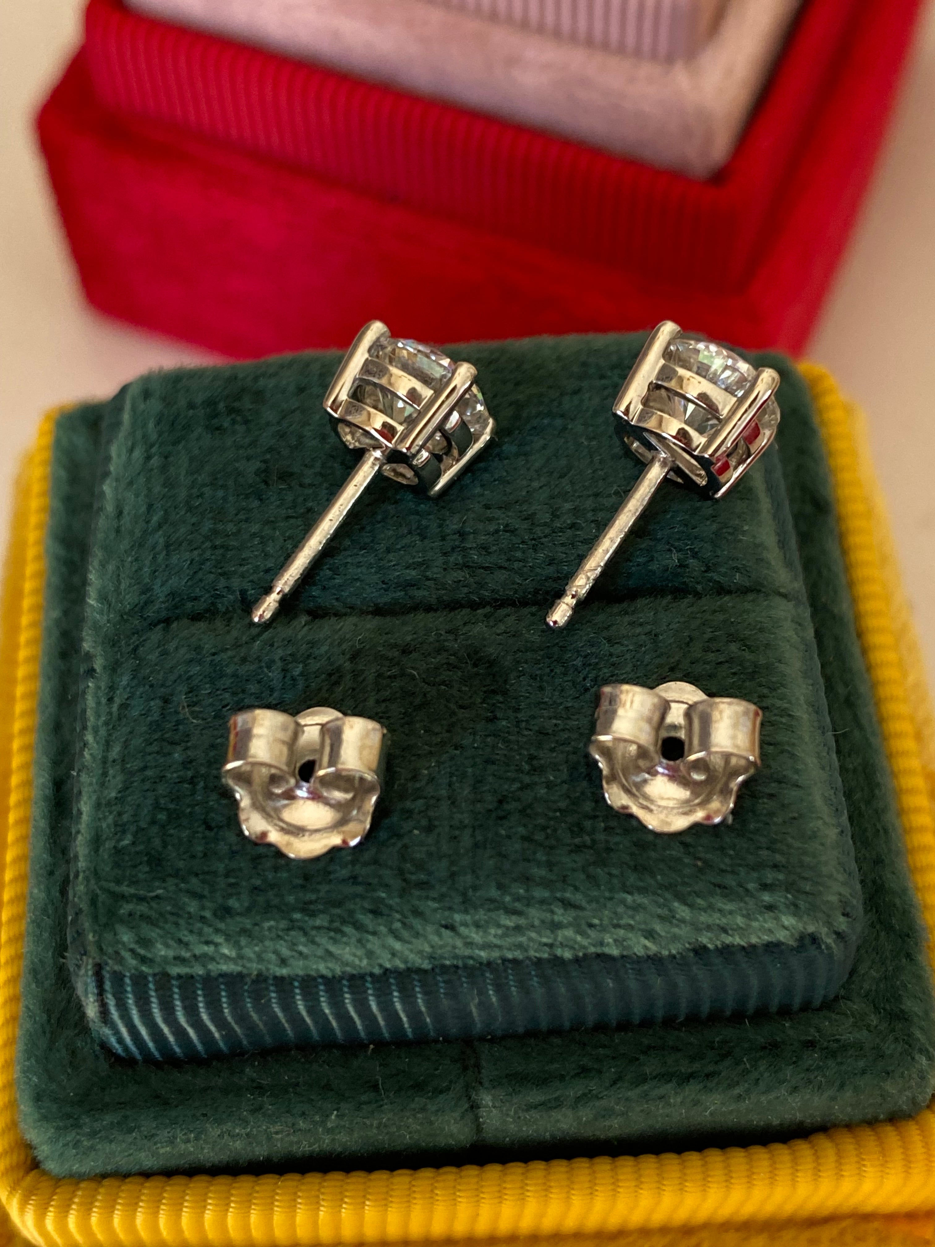 2.00 CTW + Lab Grown Diamond Solitaire Stud Earrings, at Least E Colour / VS Clarity