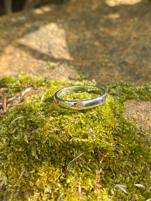 0.25ctw Rainbow Eternity Stacking Ring in Sterling Silver