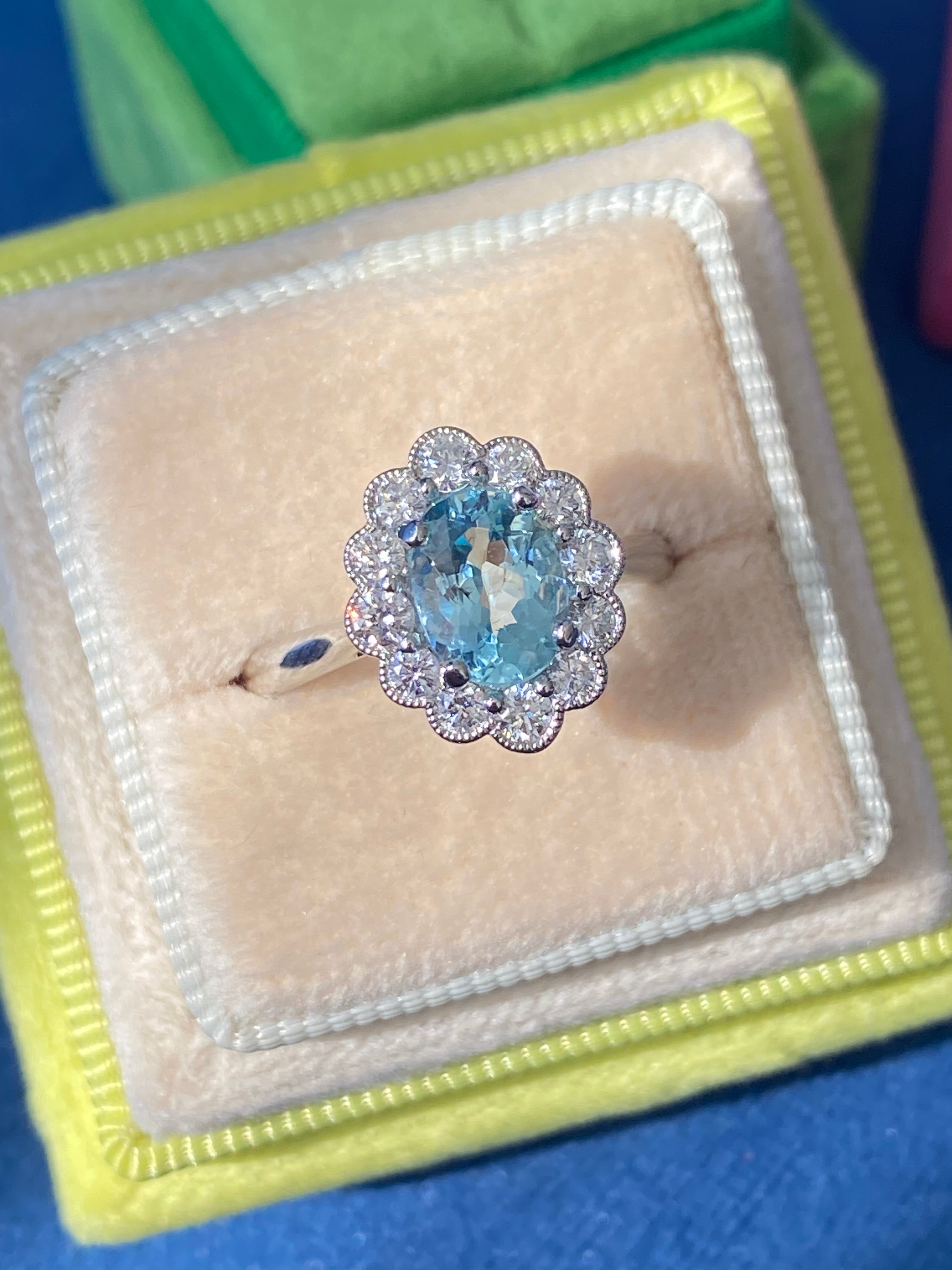 1.63 CTW Aquamarine and Diamond Ring in Platinum