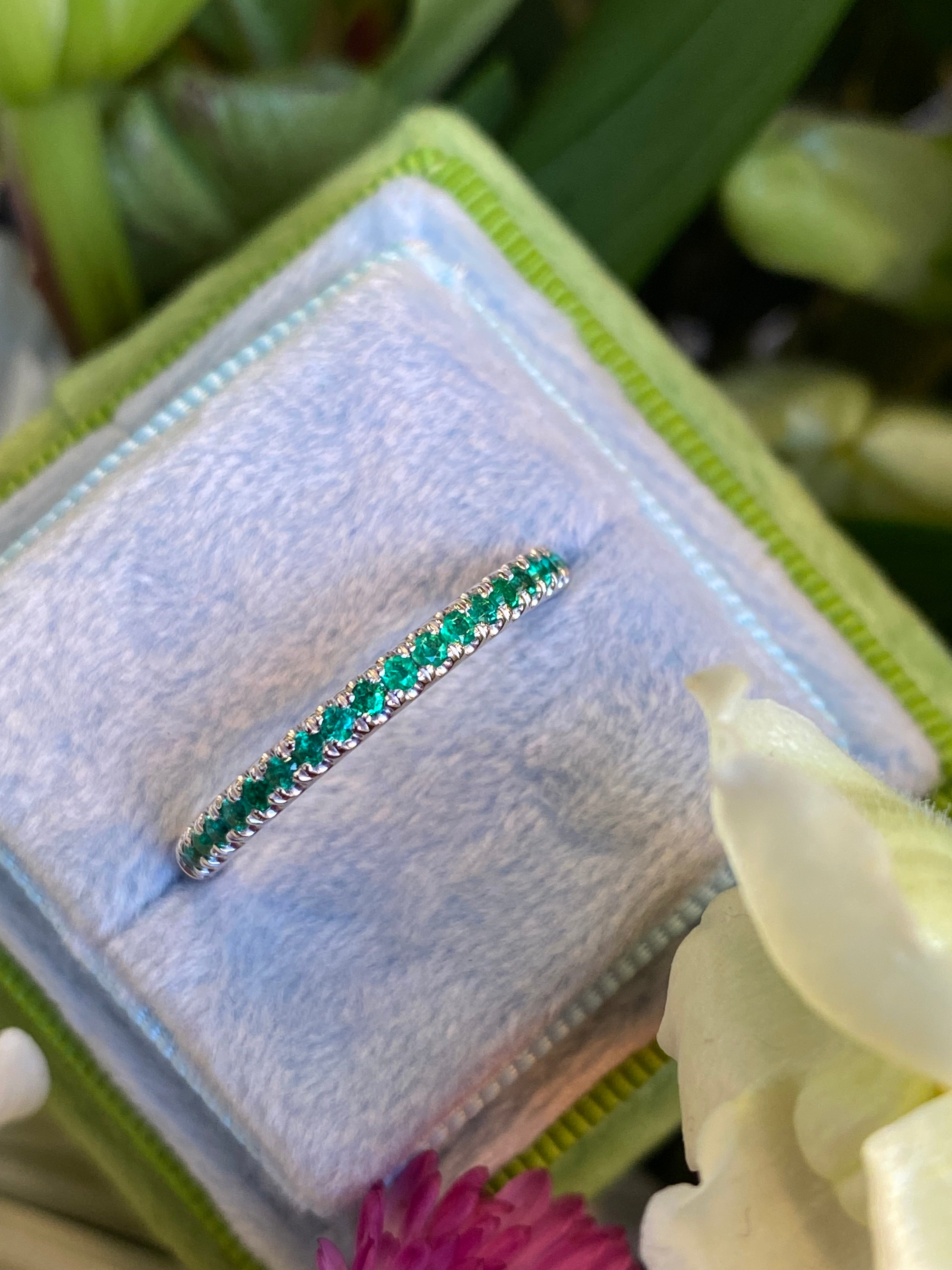 0.27 CTW Emerald Eternity Stacking Ring in Platinum