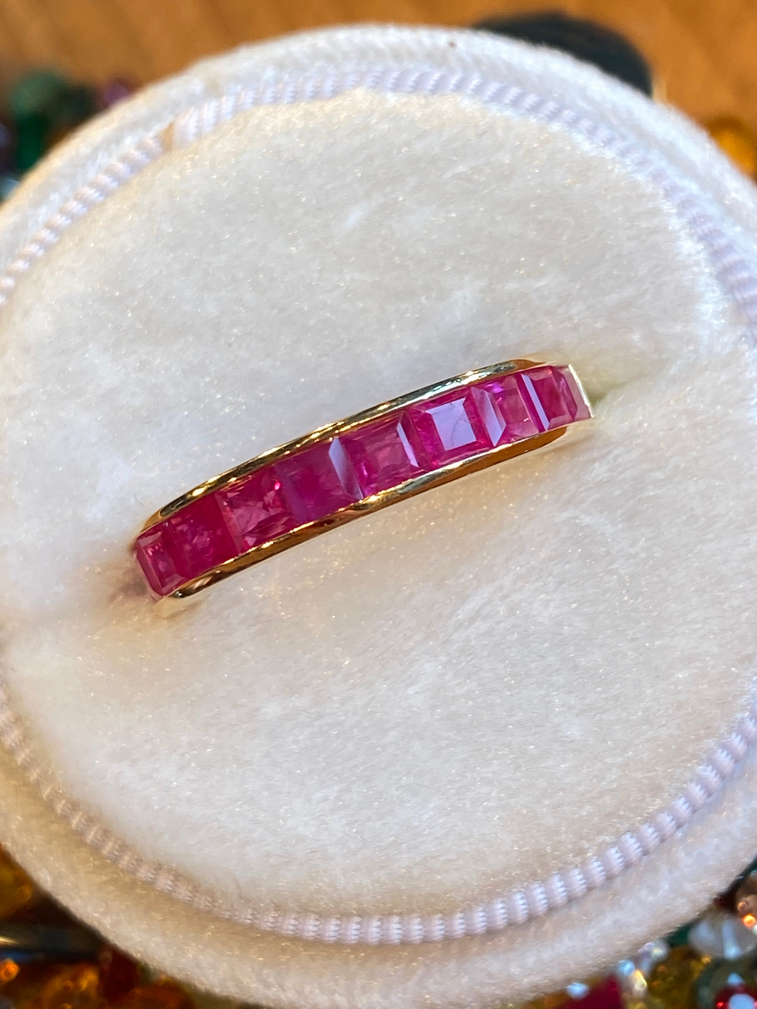 2.03ctw Princess Cut Channel Set Ruby in 9ct Yellow Gold