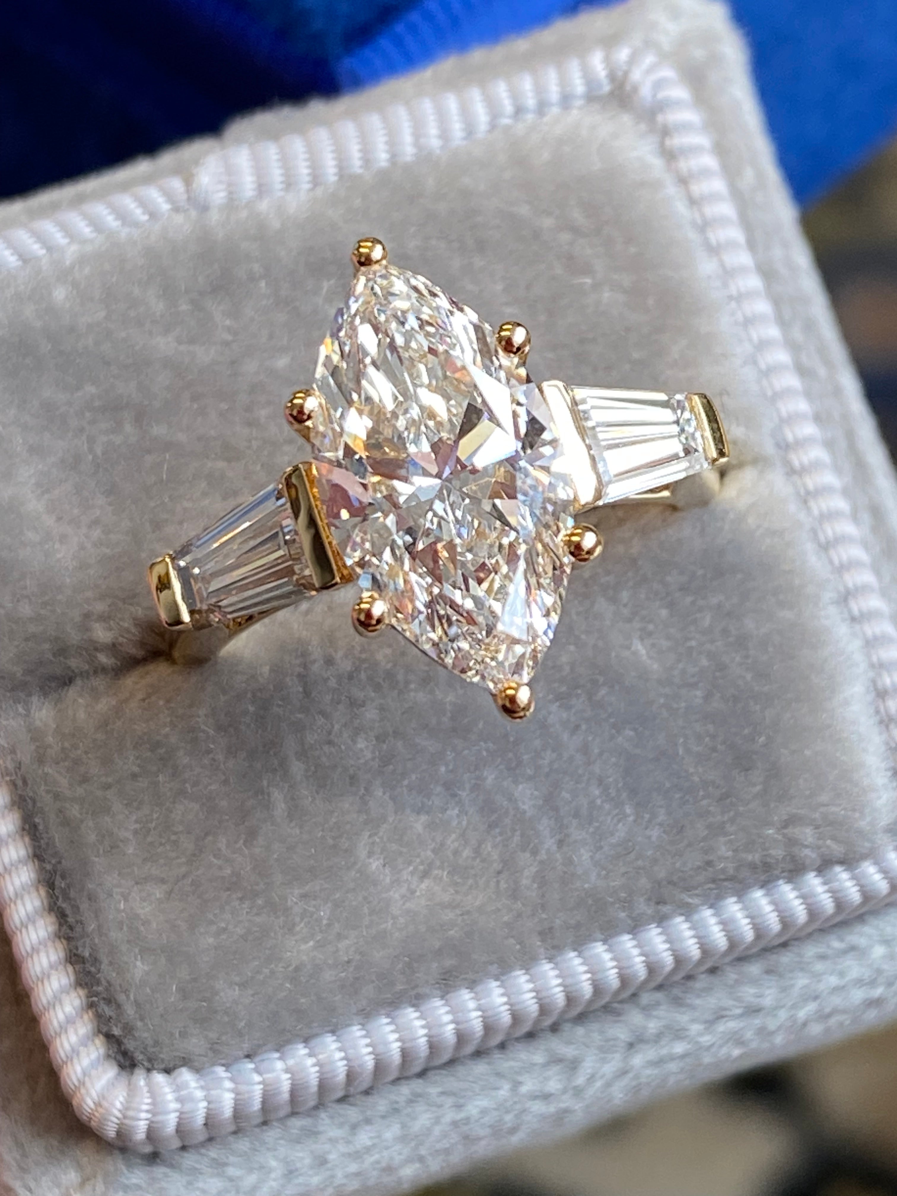 4.04 CTW Marquise Cut D Colour VS1 Lab Diamond Engagement Ring in 18ct Yellow Gold