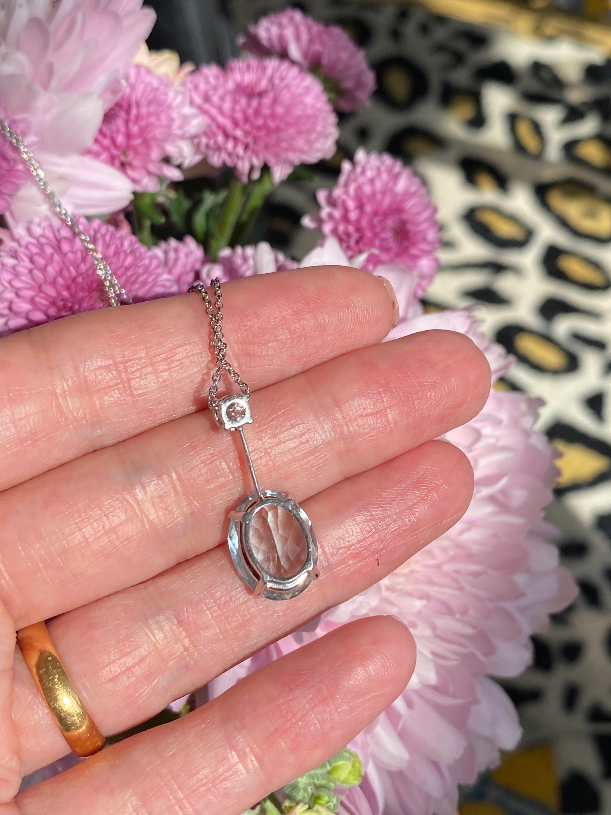 7.12 Carat Aquamarine and 0.42ct Natural Diamond Necklace in Platinum