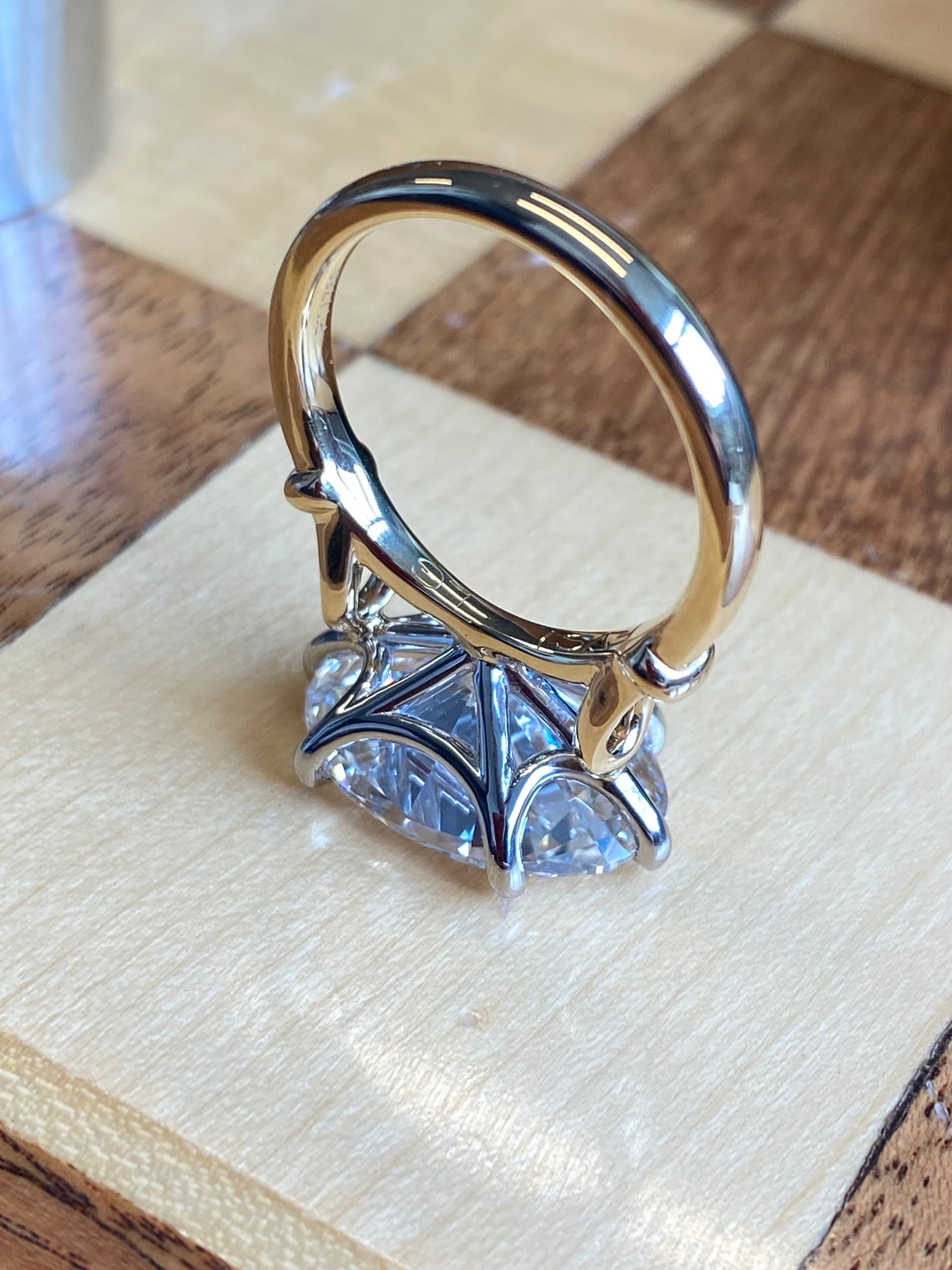 8.01 Carat Oval Cut Lab Diamond East West Solitaire Engagement Ring in 18ct Yellow Gold and Platinum