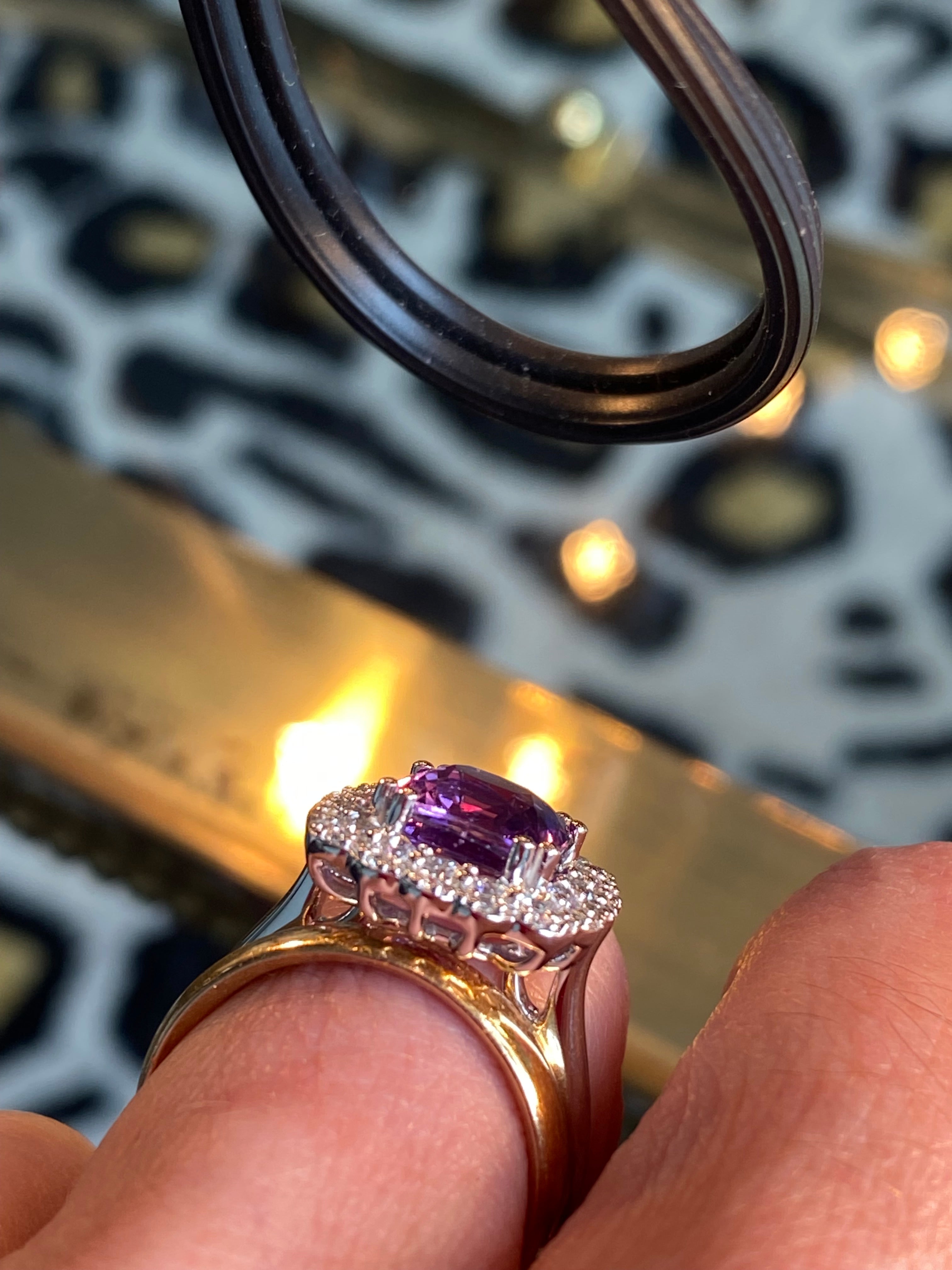3.71 CTW No Heat Purple Sapphire and Natural Diamond Halo Ring in Platinum