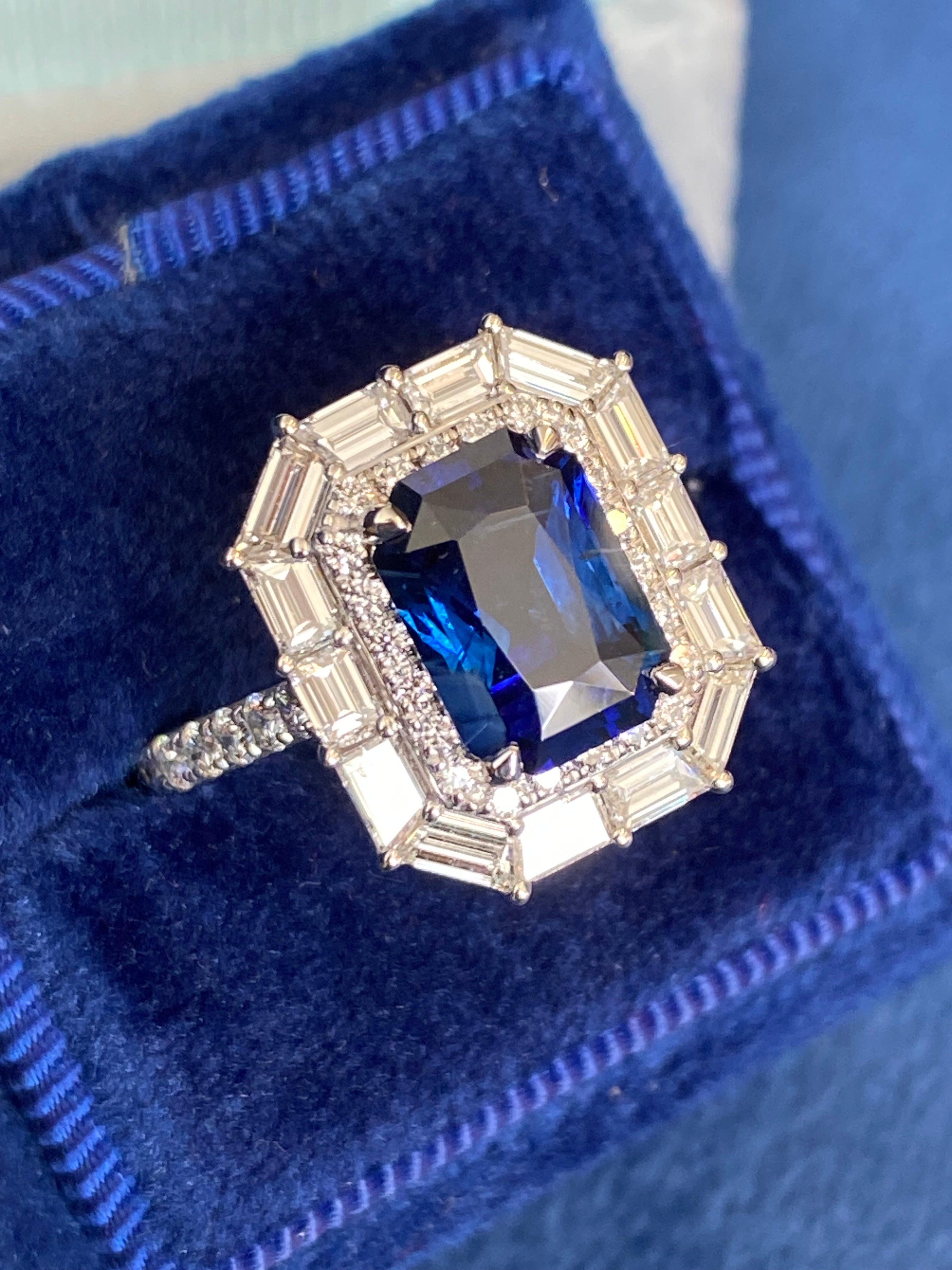 4.58 CTW Ceylon Sapphire and Natural Diamond Ring in Platinum